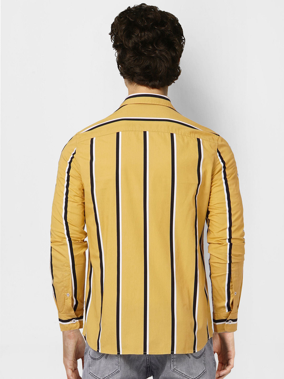 Yellow Striped Full Sleeves Shirt