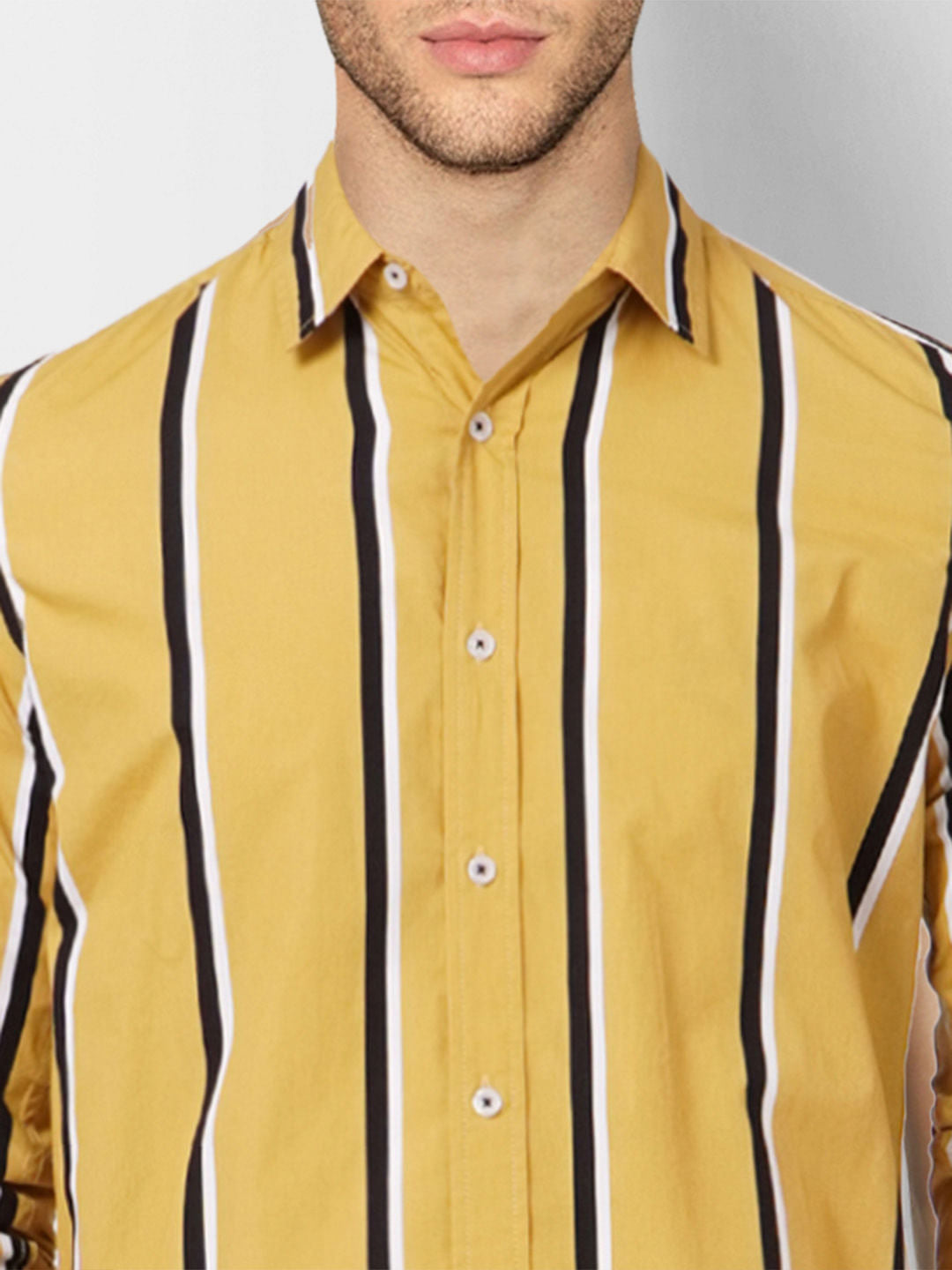 Yellow Striped Full Sleeves Shirt