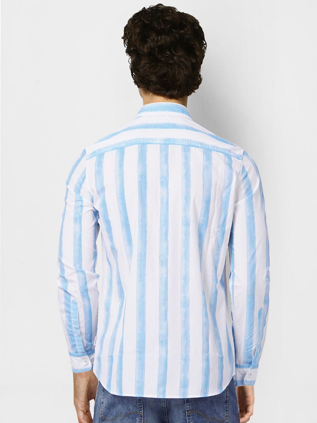Blue Striped Full Sleeves Shirt