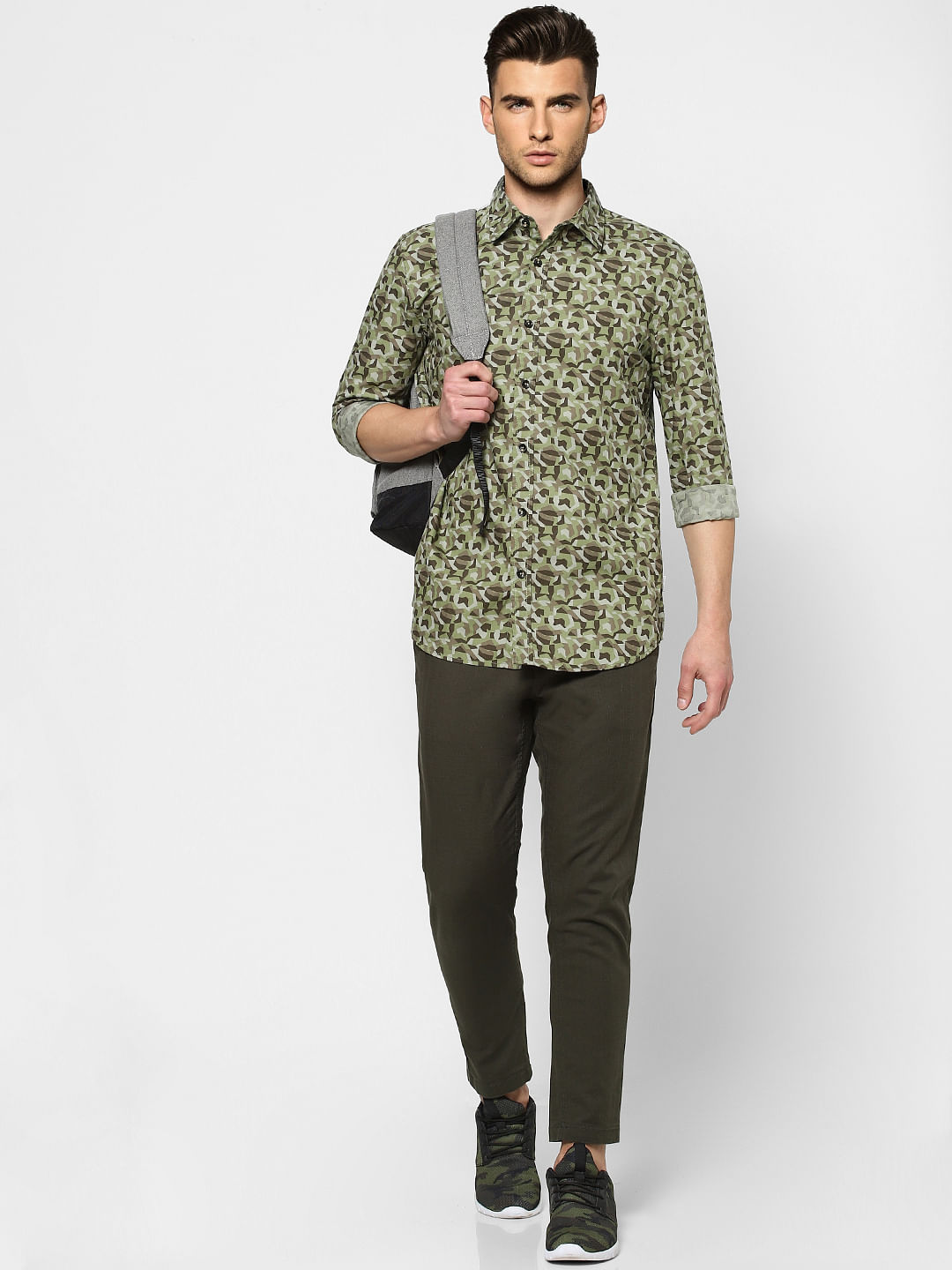 Green Camo Full Sleeves Shirt - S