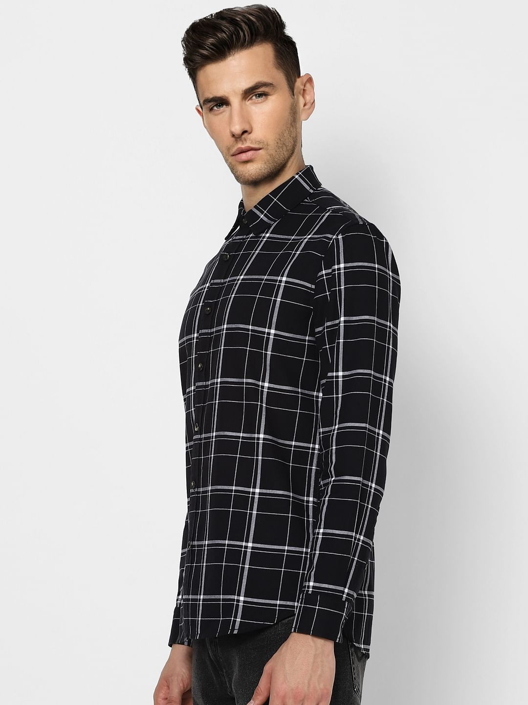 Black Check Full Sleeves Shirt