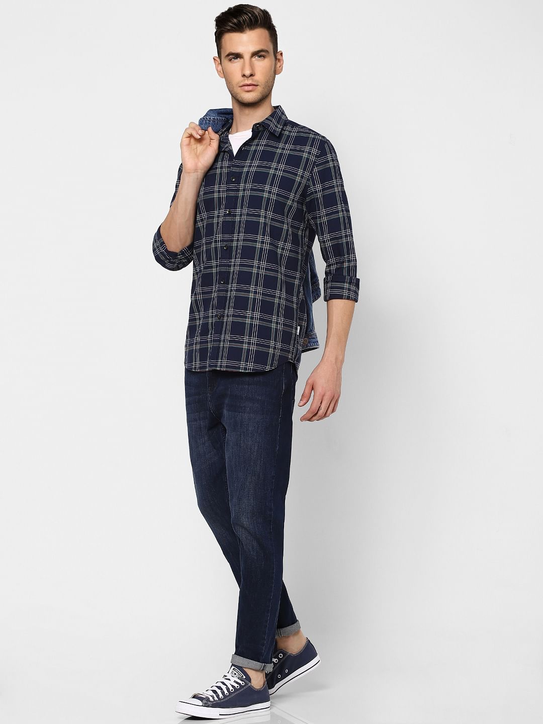 Blue Check Full Sleeves Shirt - S