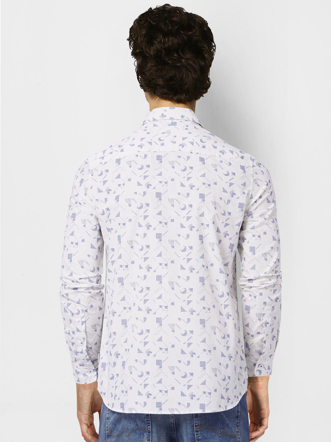 White Printed Full Sleeves Shirt