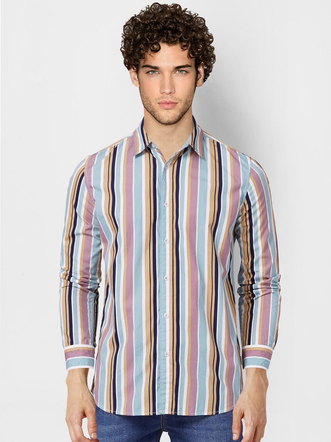 Multi-coloured Striped Full Sleeves Shirt