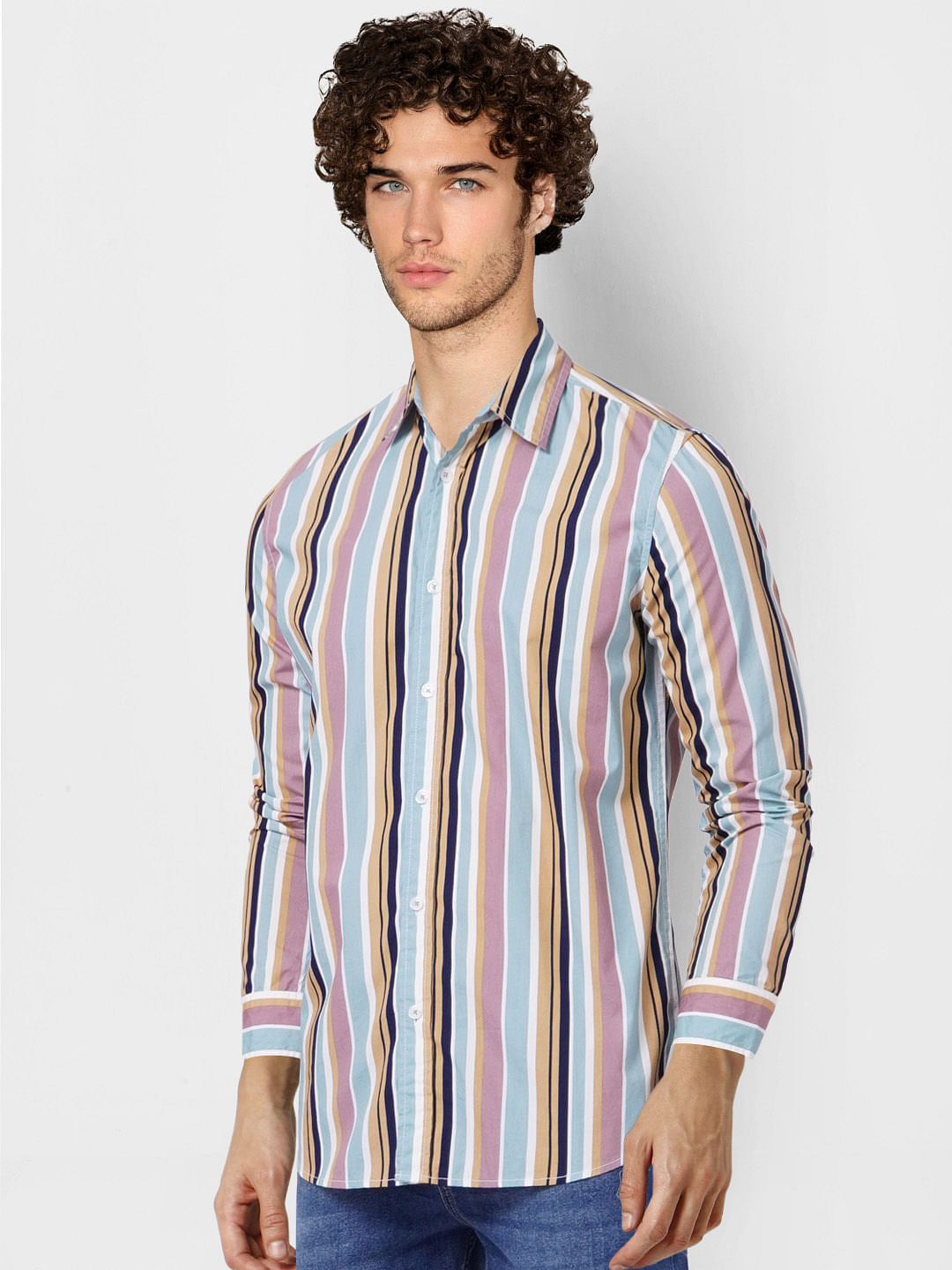 Multi-coloured Striped Full Sleeves Shirt