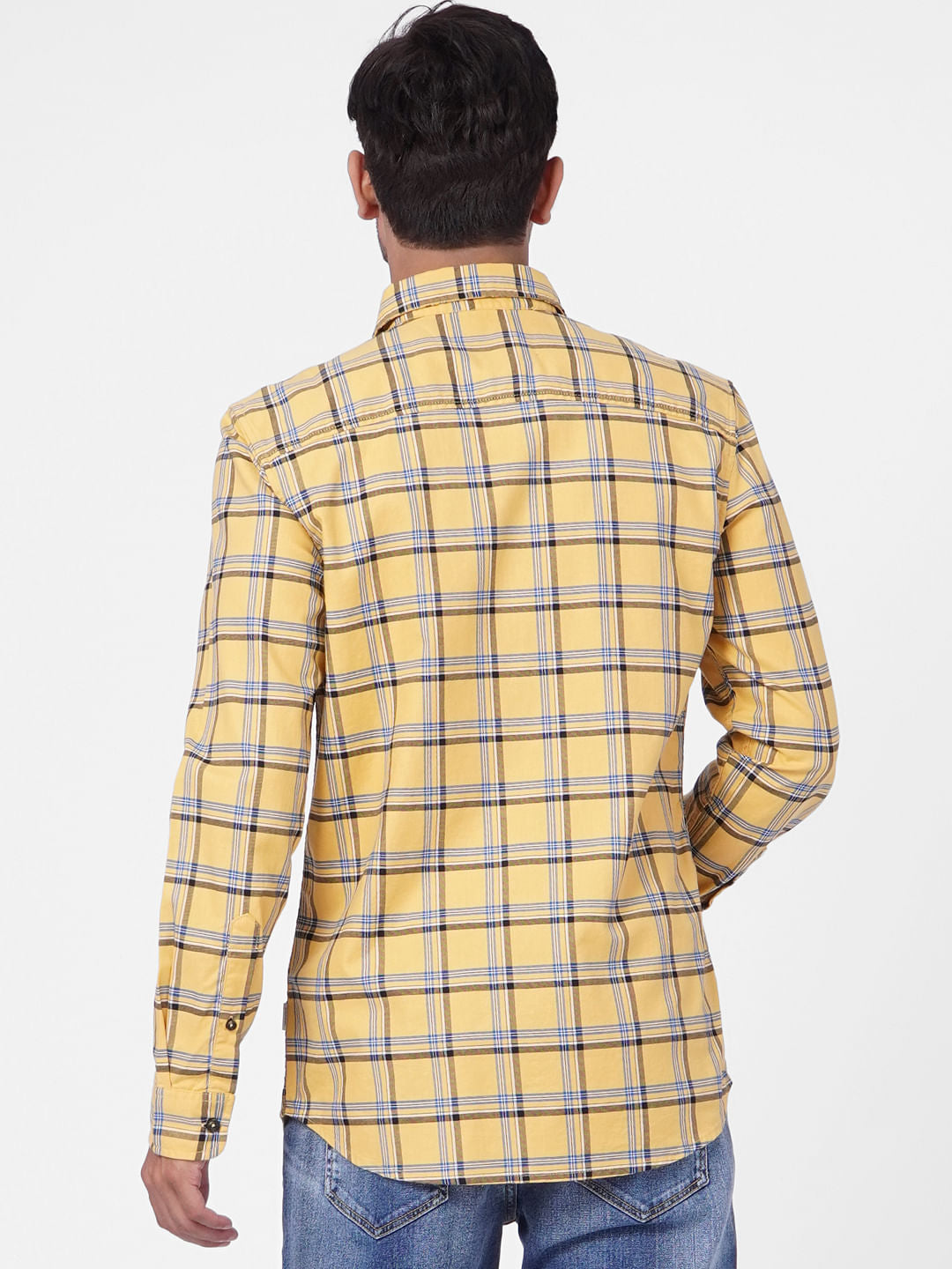 Yellow Check Full Sleeves Shirt