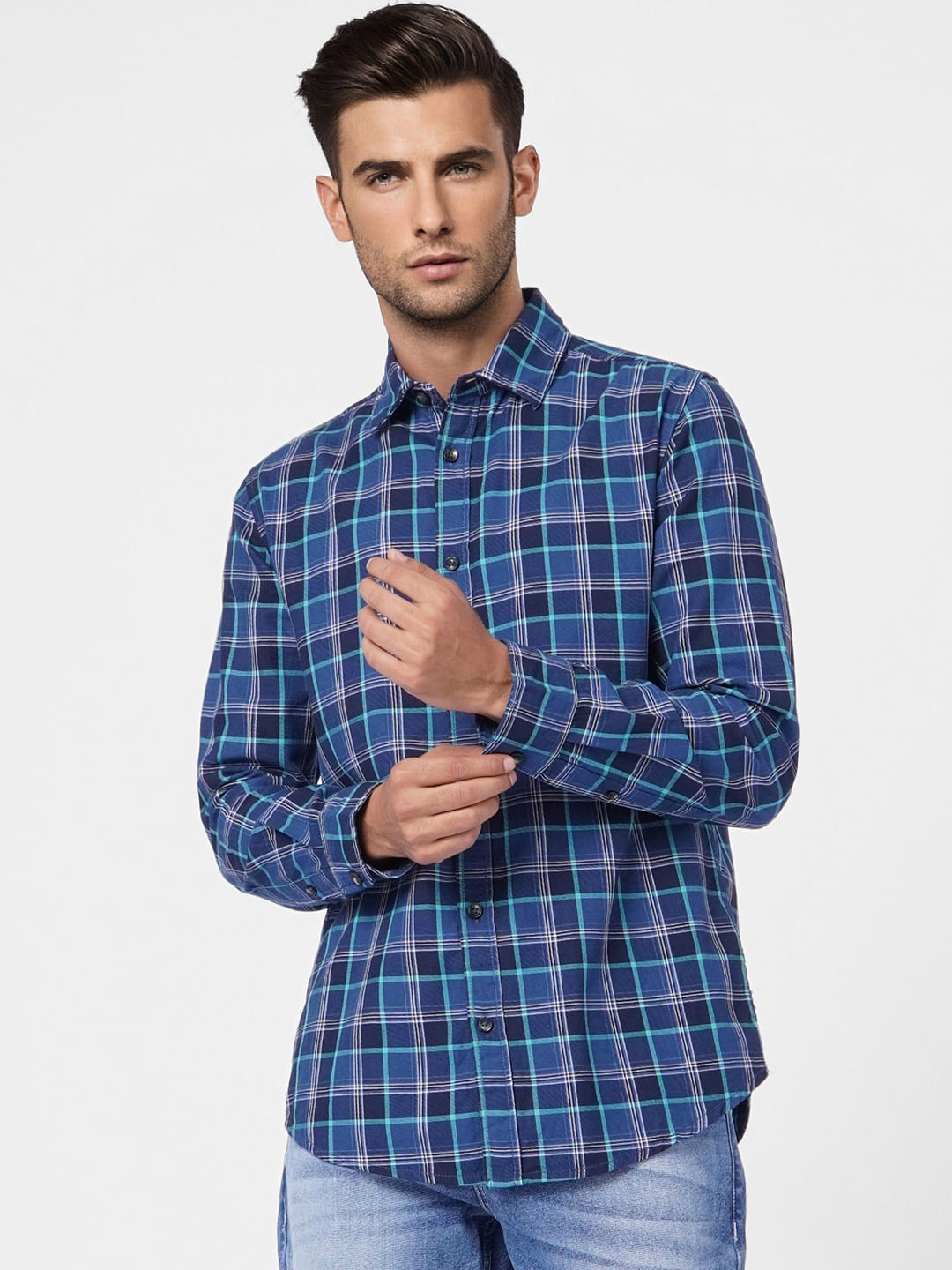 Blue Check Full Sleeves Shirt
