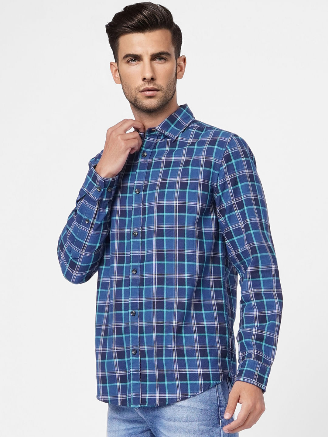 Blue Check Full Sleeves Shirt