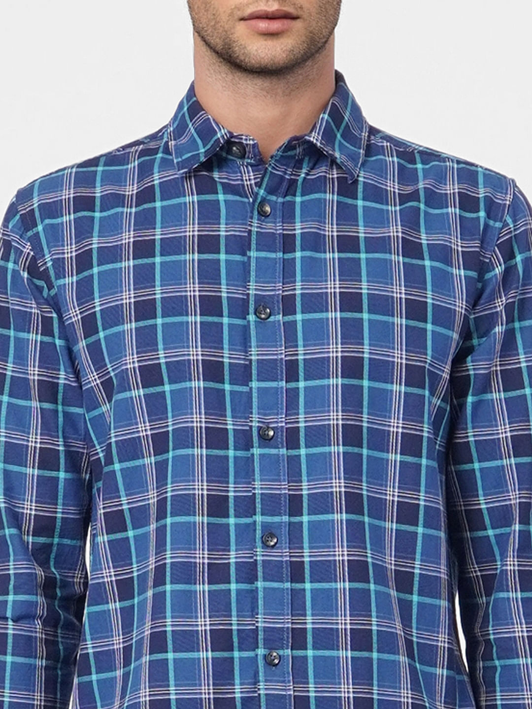 Blue Check Full Sleeves Shirt