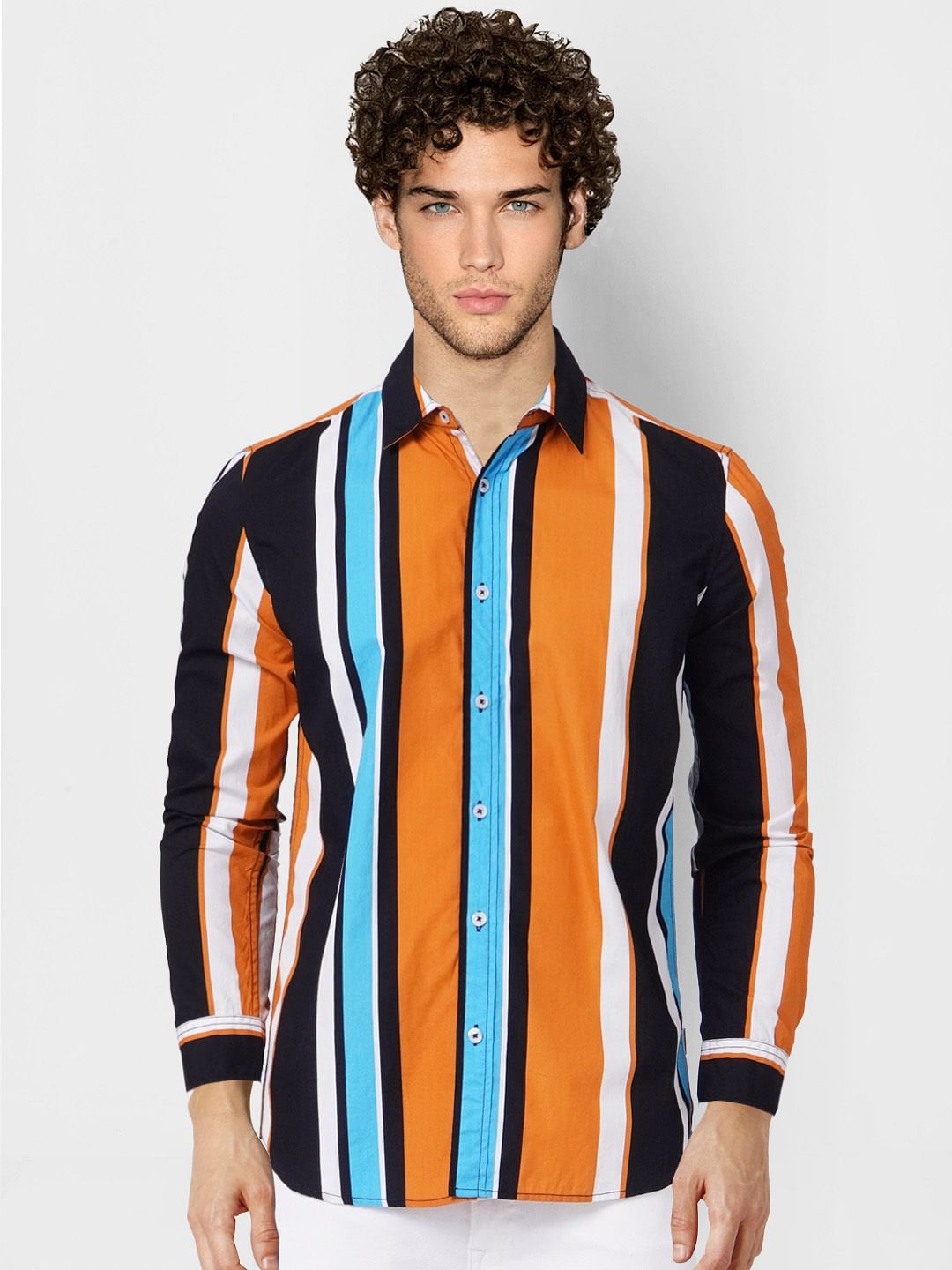 Multi-coloured Striped Full Sleeves Shirt
