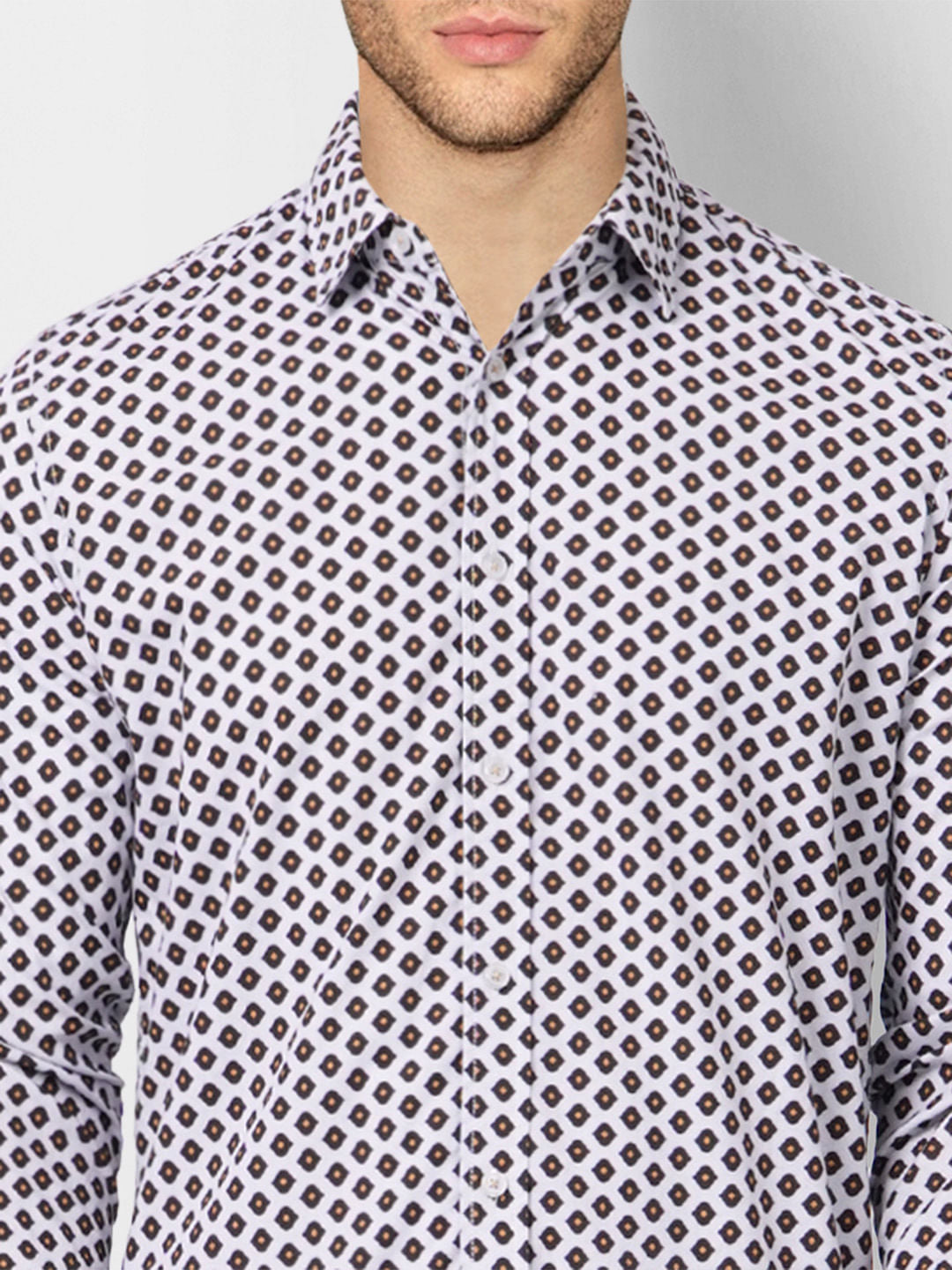 White Printed Full Sleeves Shirt