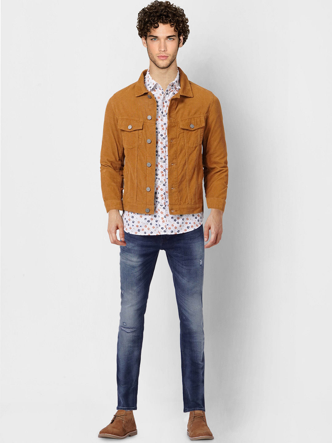 White Floral Full Sleeves Shirt