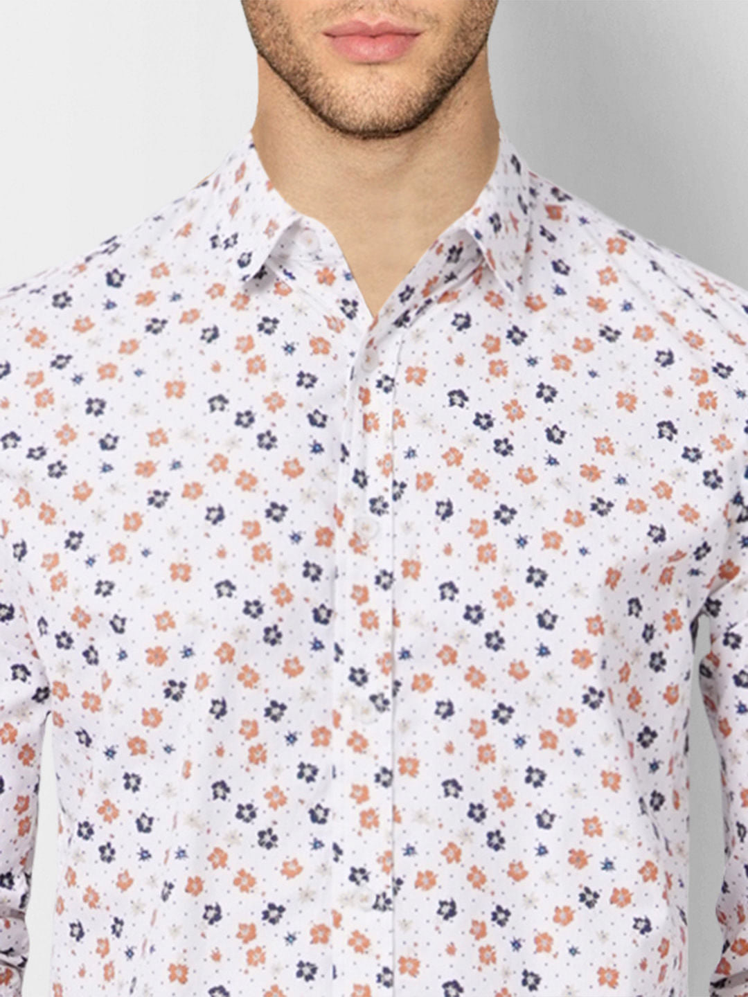 White Floral Full Sleeves Shirt