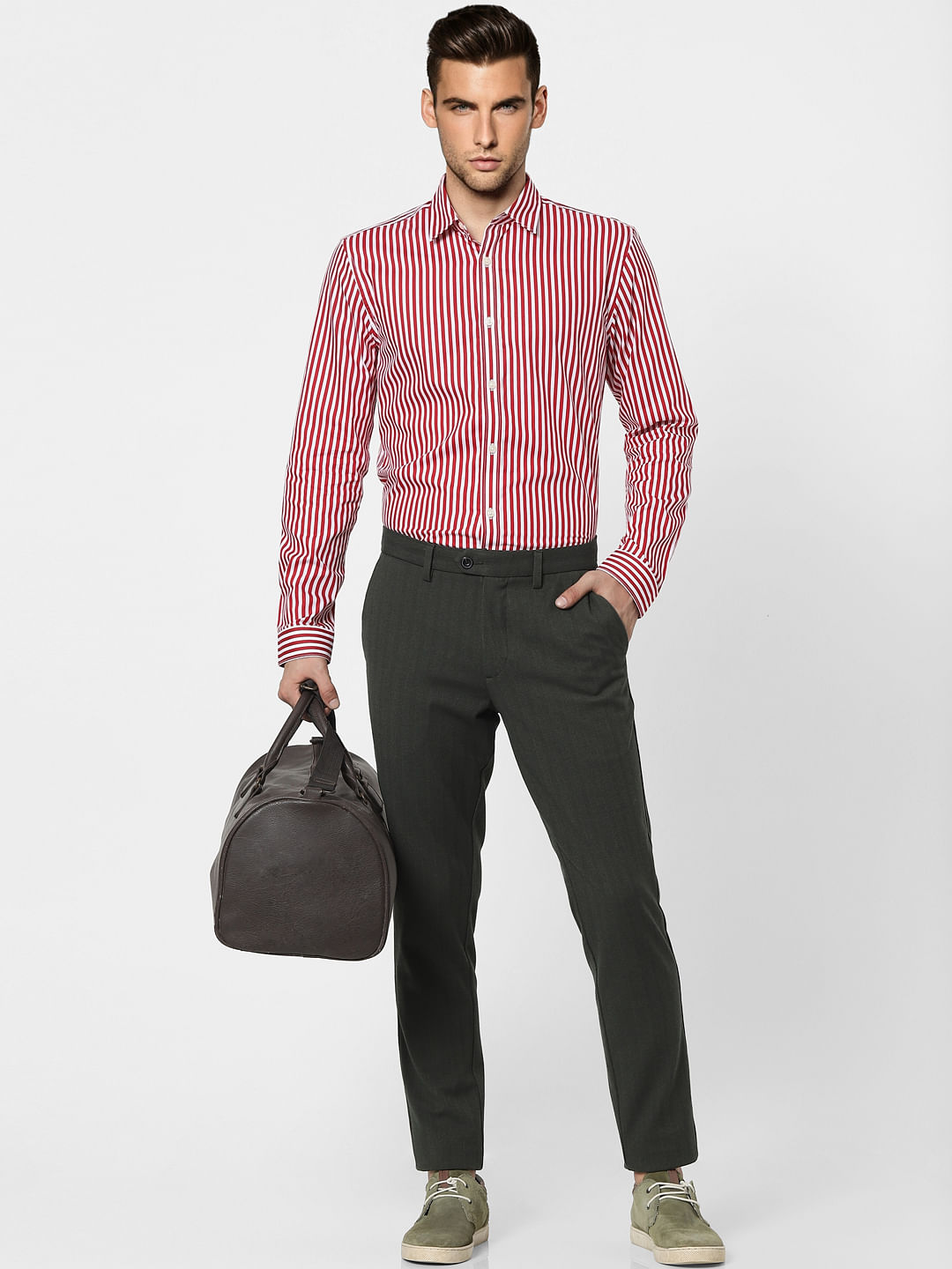 Red Striped Full Sleeves Shirt