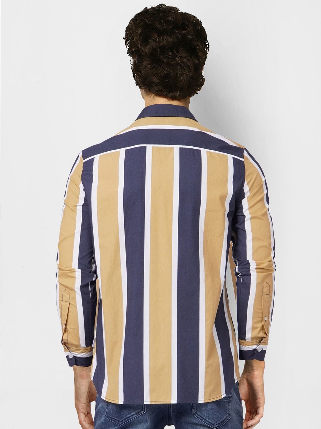 Yellow Striped Full Sleeves Shirt
