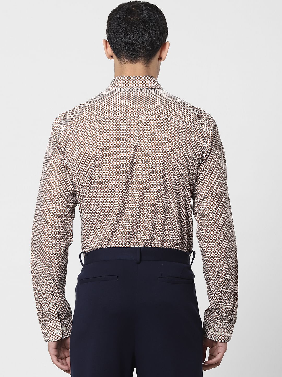 White Printed Full Sleeves Shirt