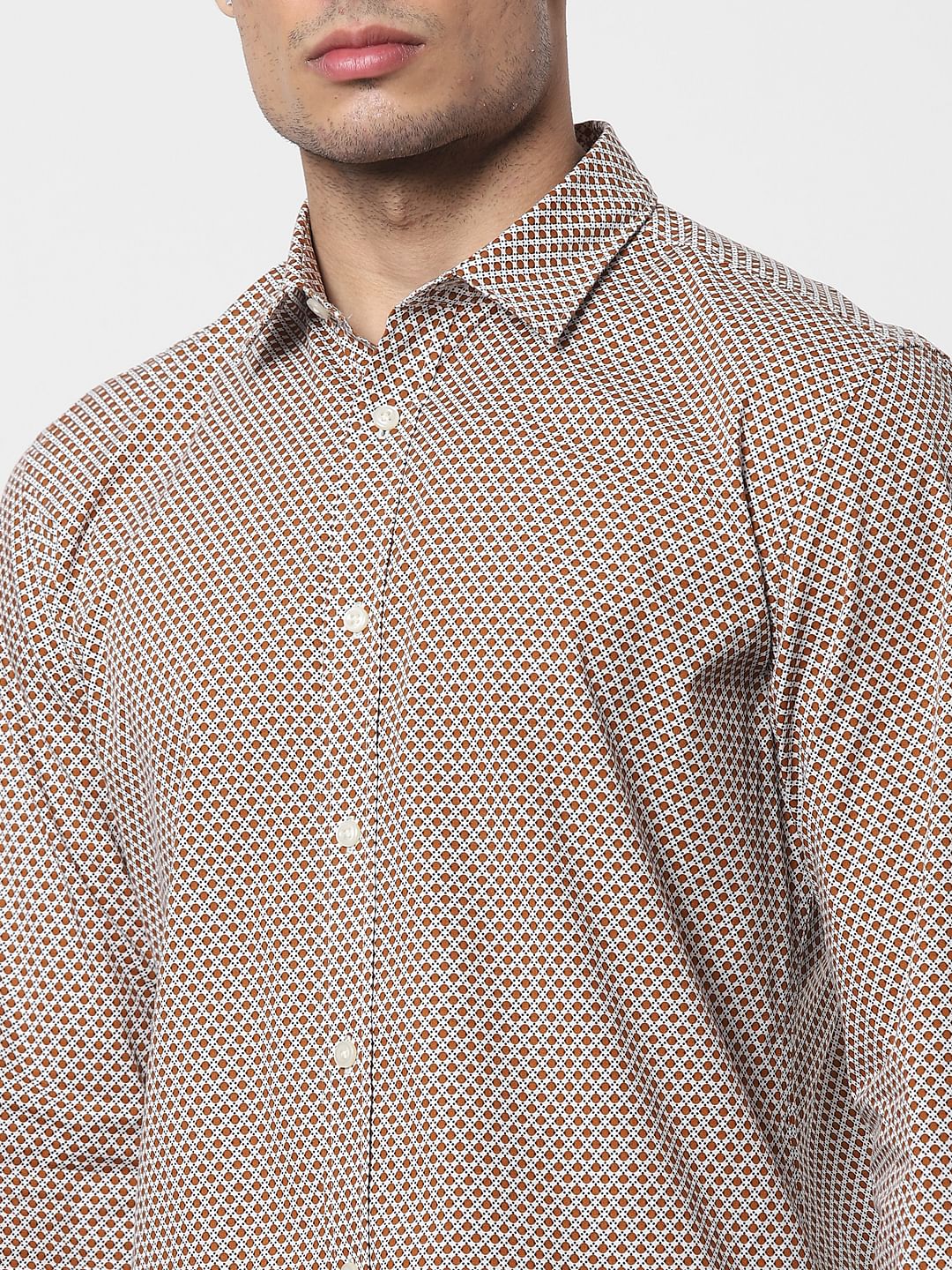 White Printed Full Sleeves Shirt