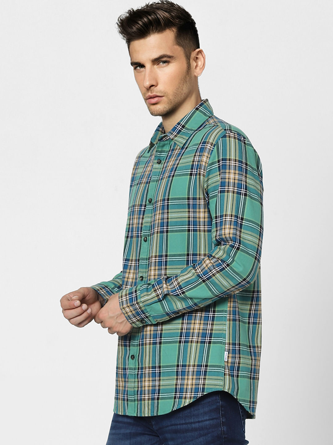 Green Check Full Sleeves Shirt