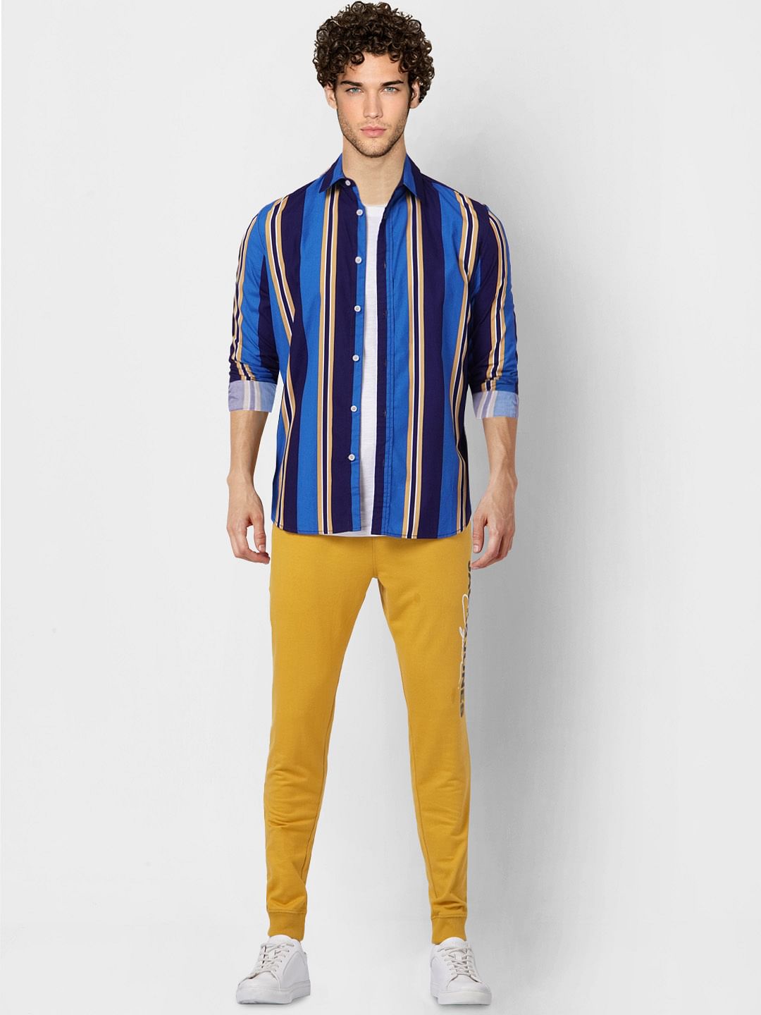 Blue Striped Full Sleeves Shirt - S