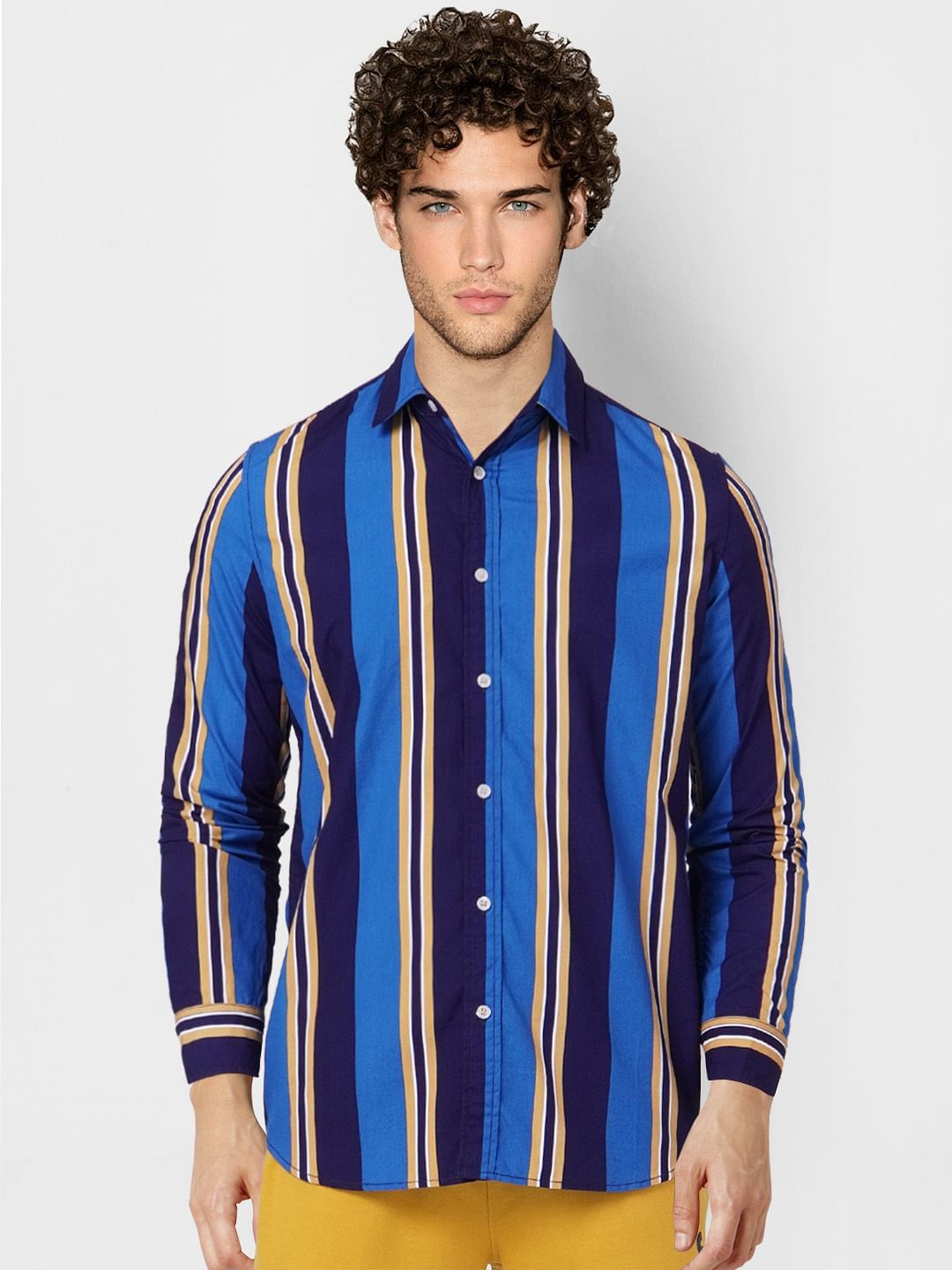 Blue Striped Full Sleeves Shirt
