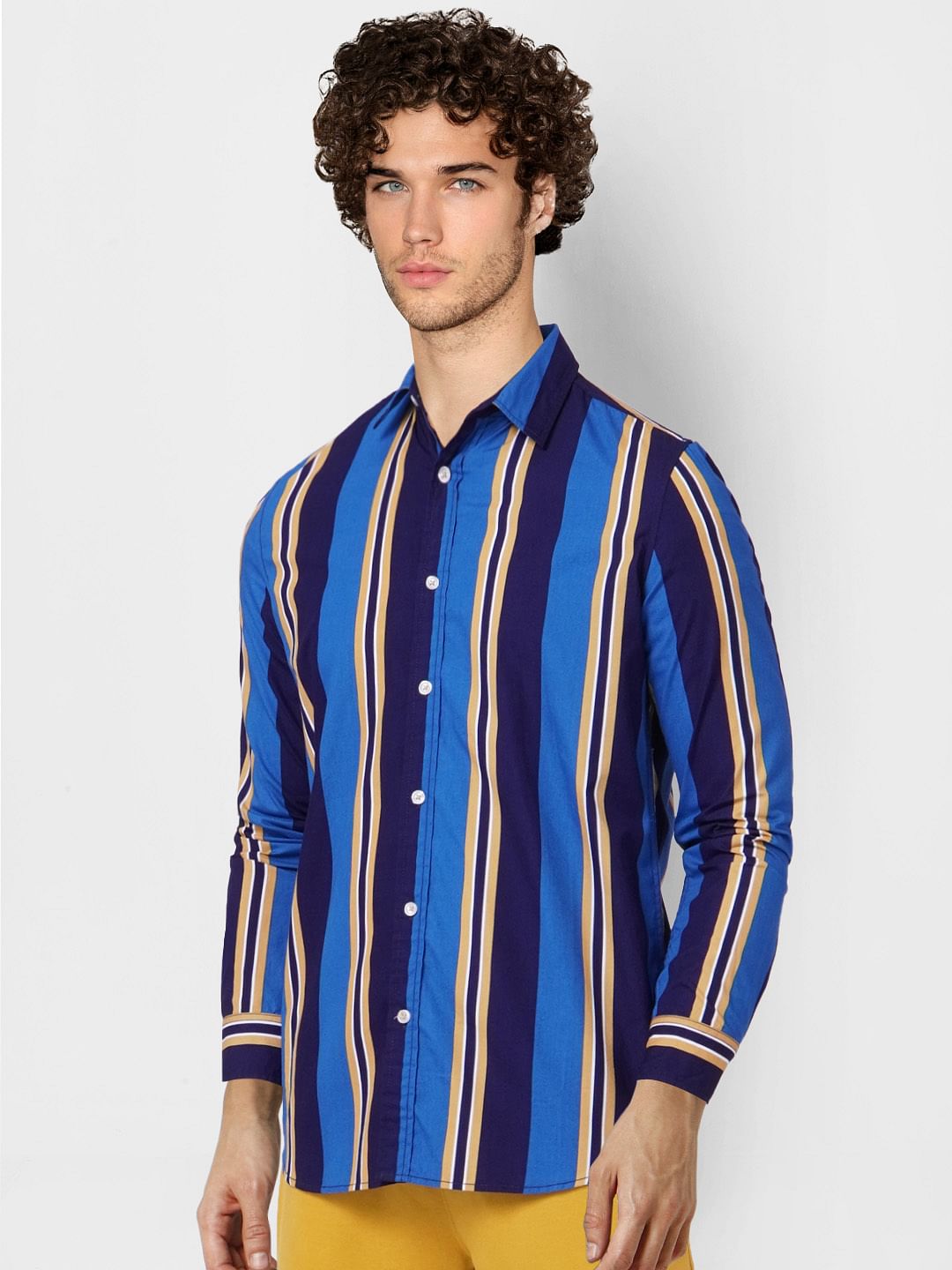 Blue Striped Full Sleeves Shirt