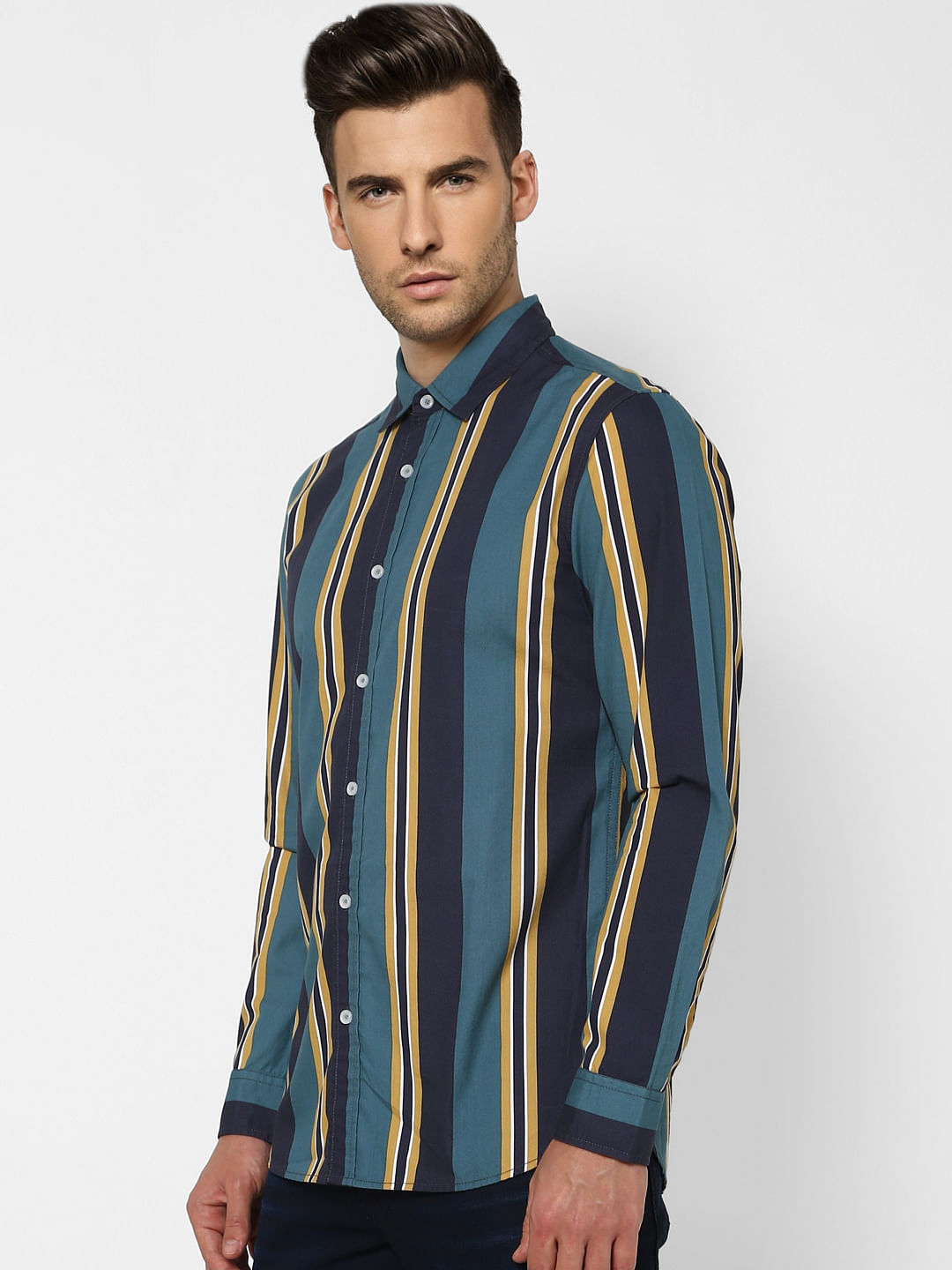 Blue Striped Full Sleeves Shirt