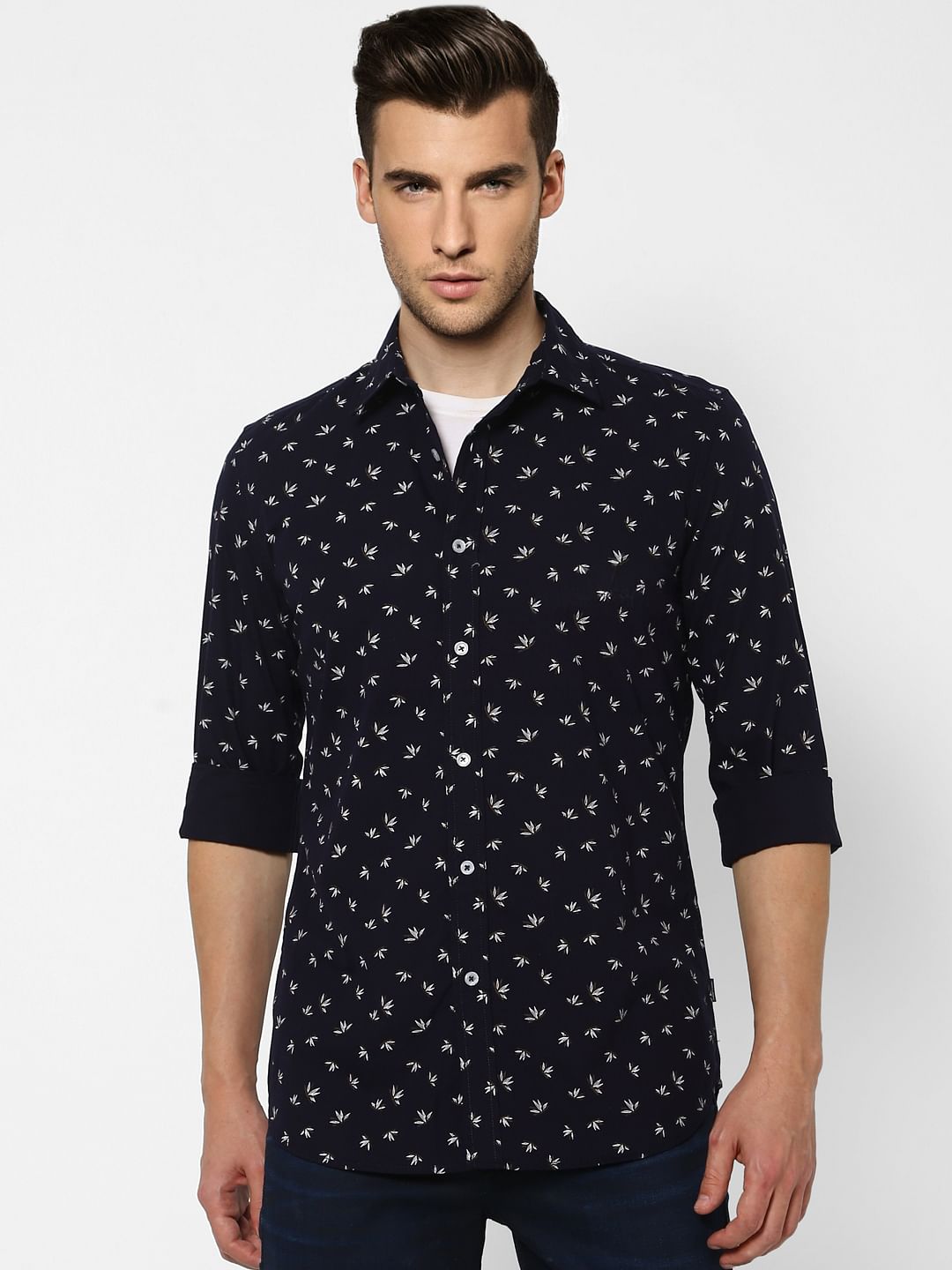 Blue Floral Full Sleeves Shirt