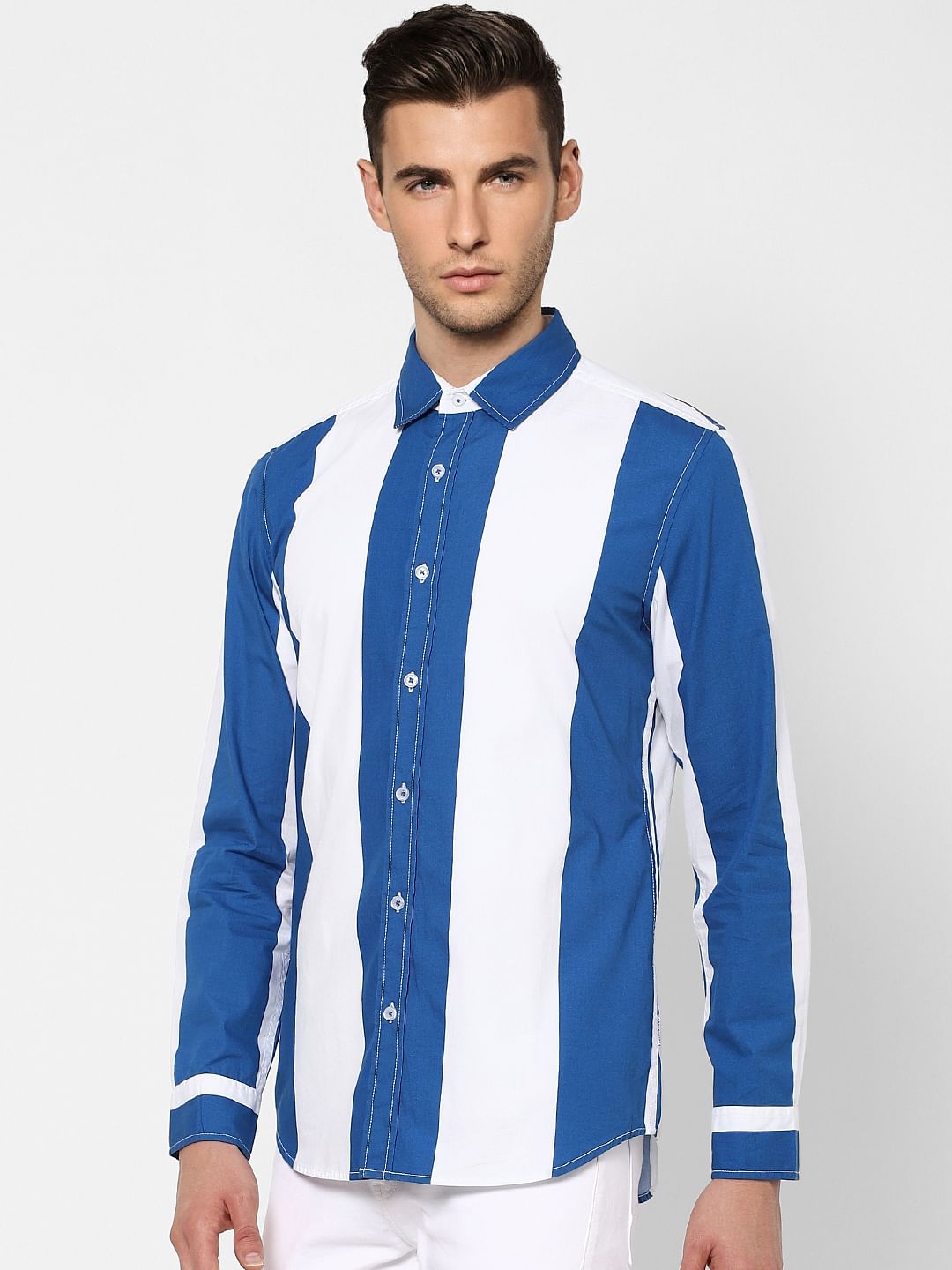 Blue Striped Full Sleeves Shirt