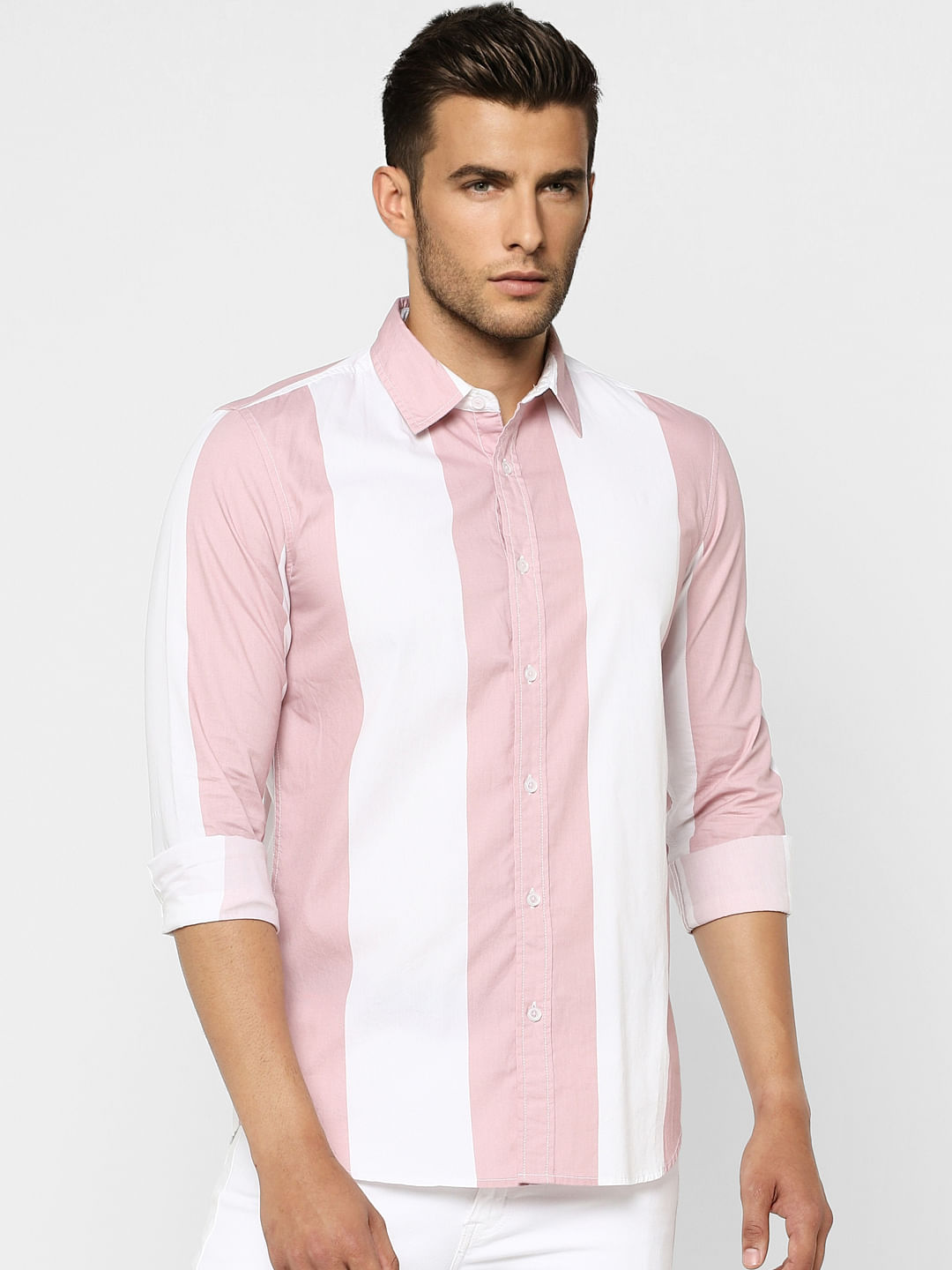 Pink Striped Full Sleeves Shirt
