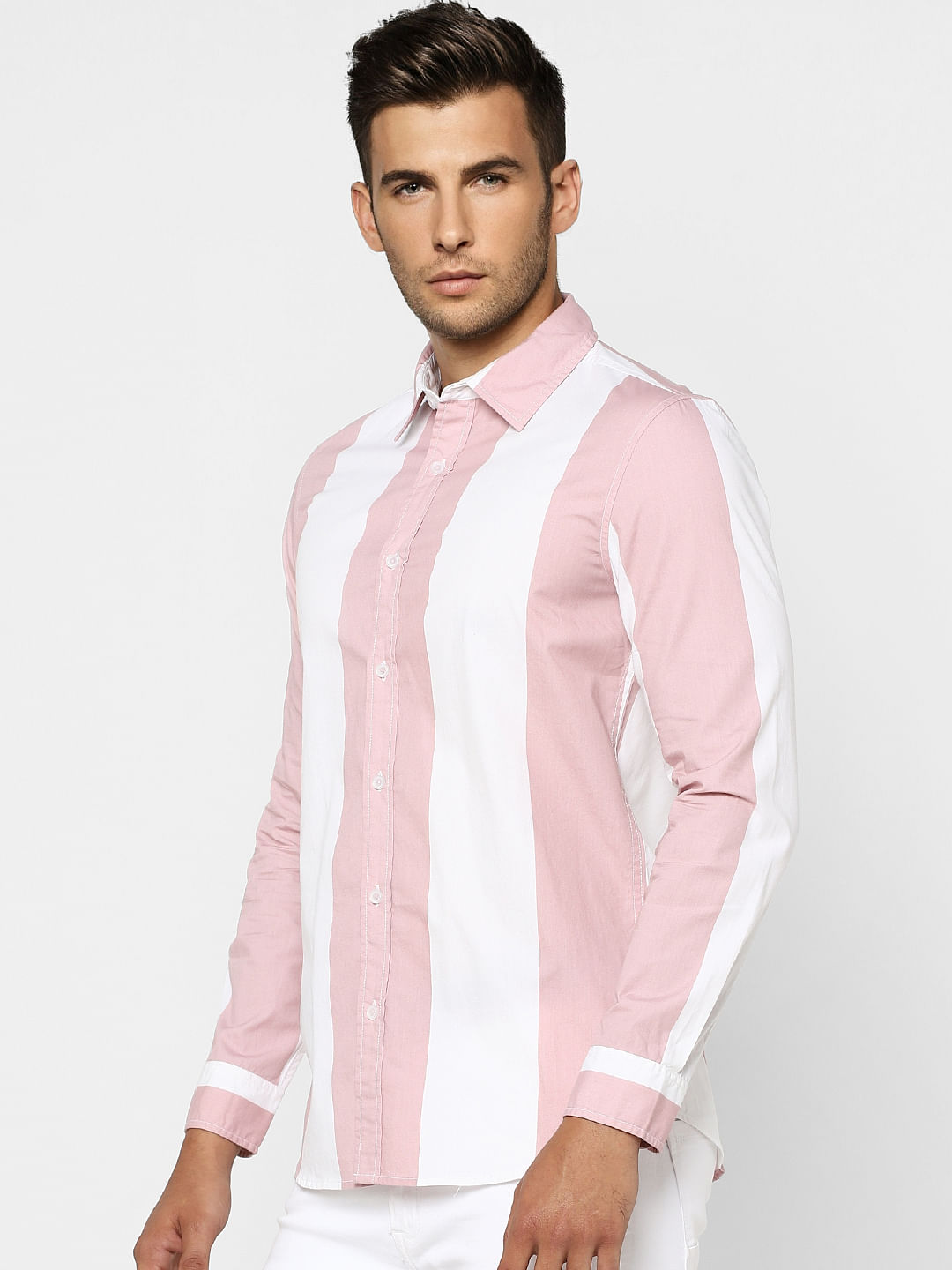 Pink Striped Full Sleeves Shirt