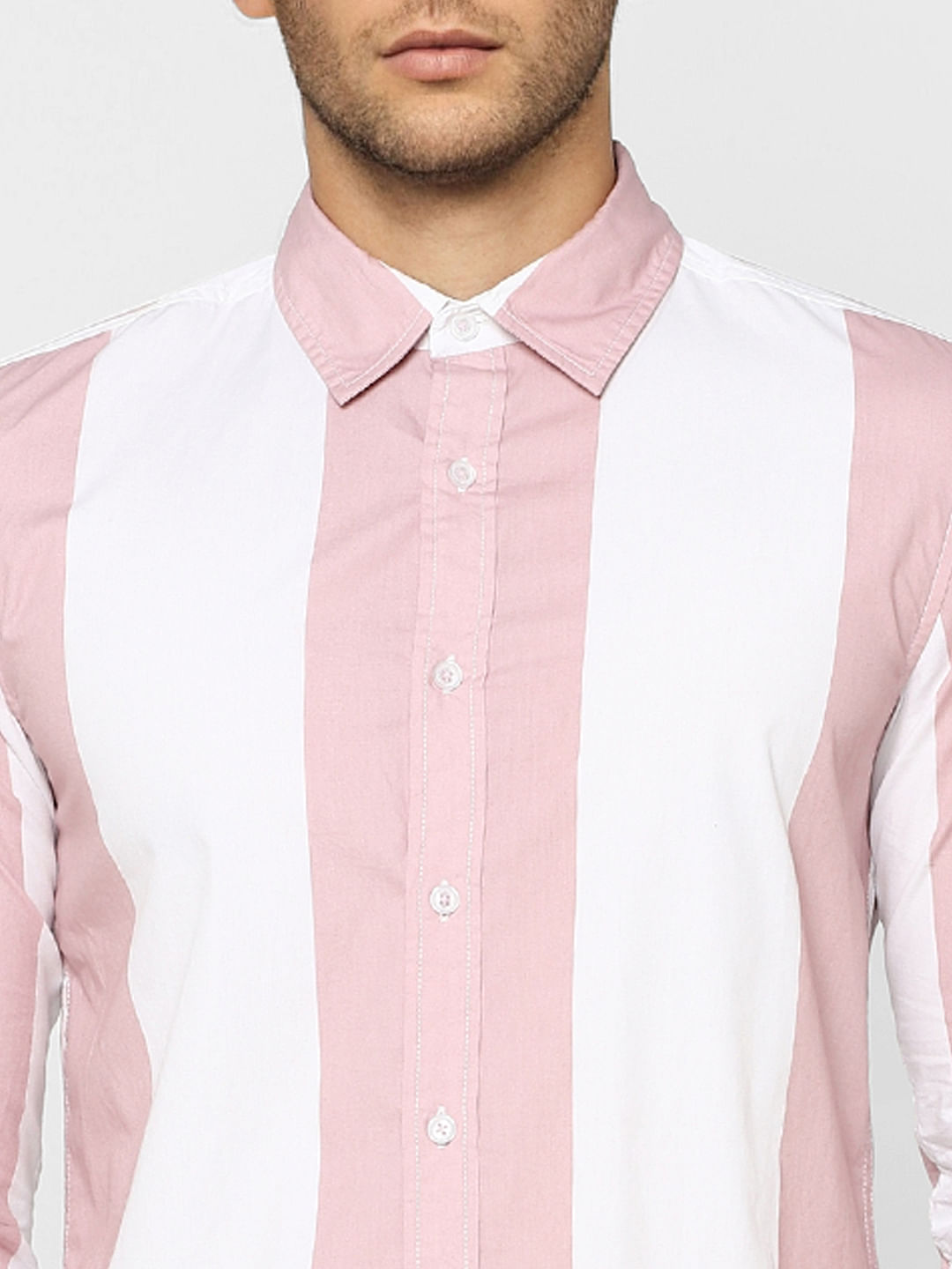 Pink Striped Full Sleeves Shirt