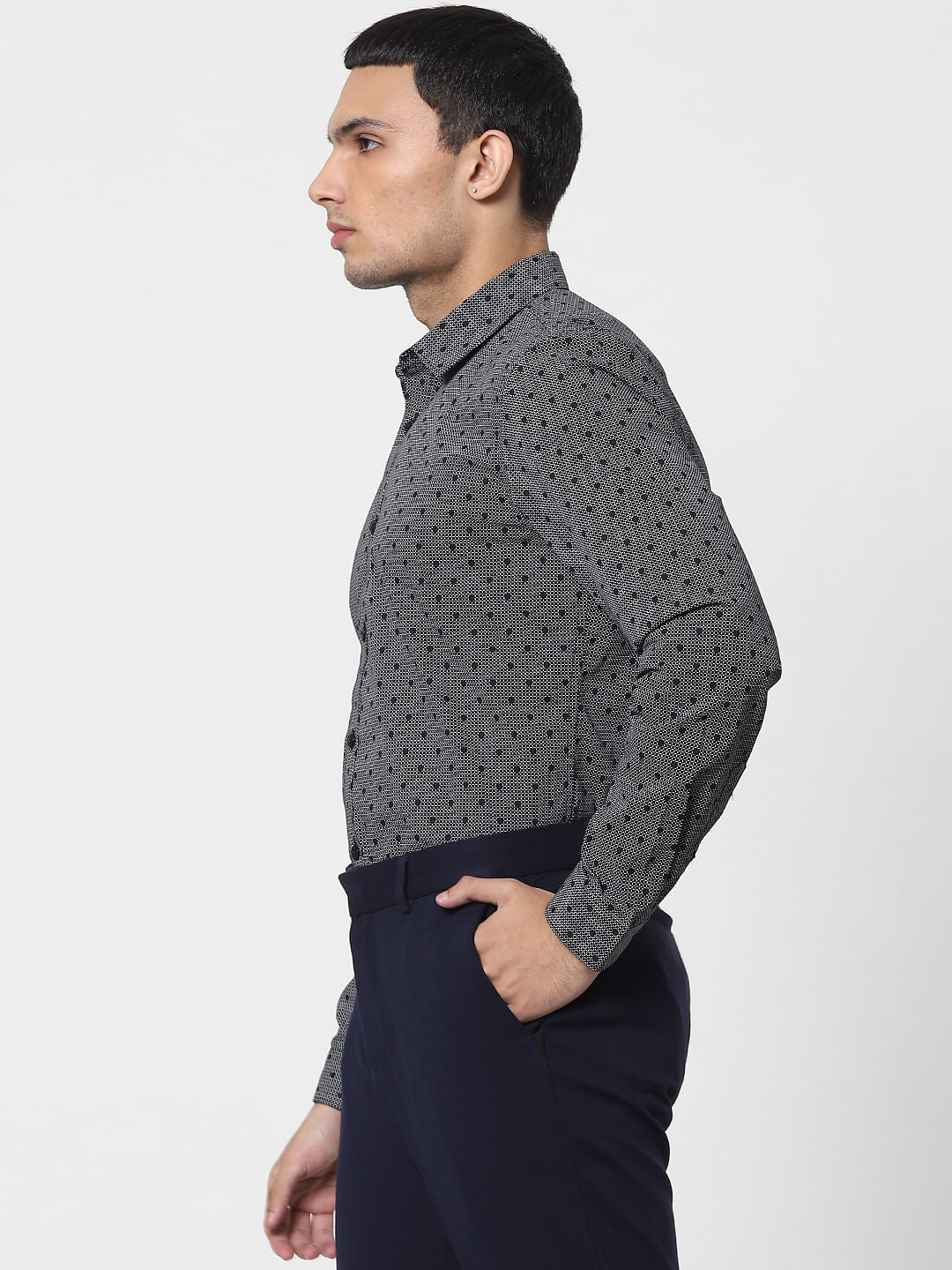 Black Printed Full Sleeves Shirt