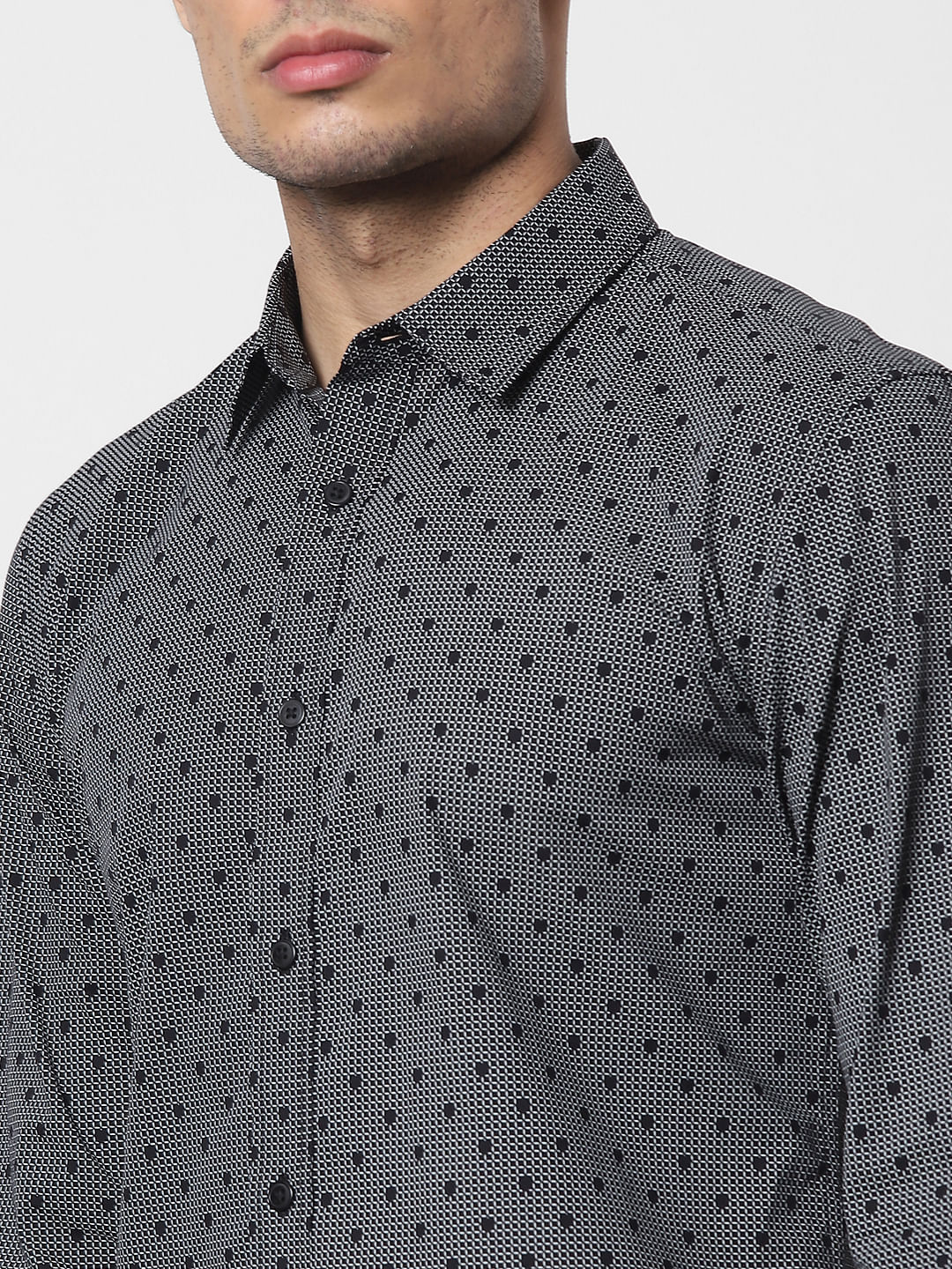 Black Printed Full Sleeves Shirt
