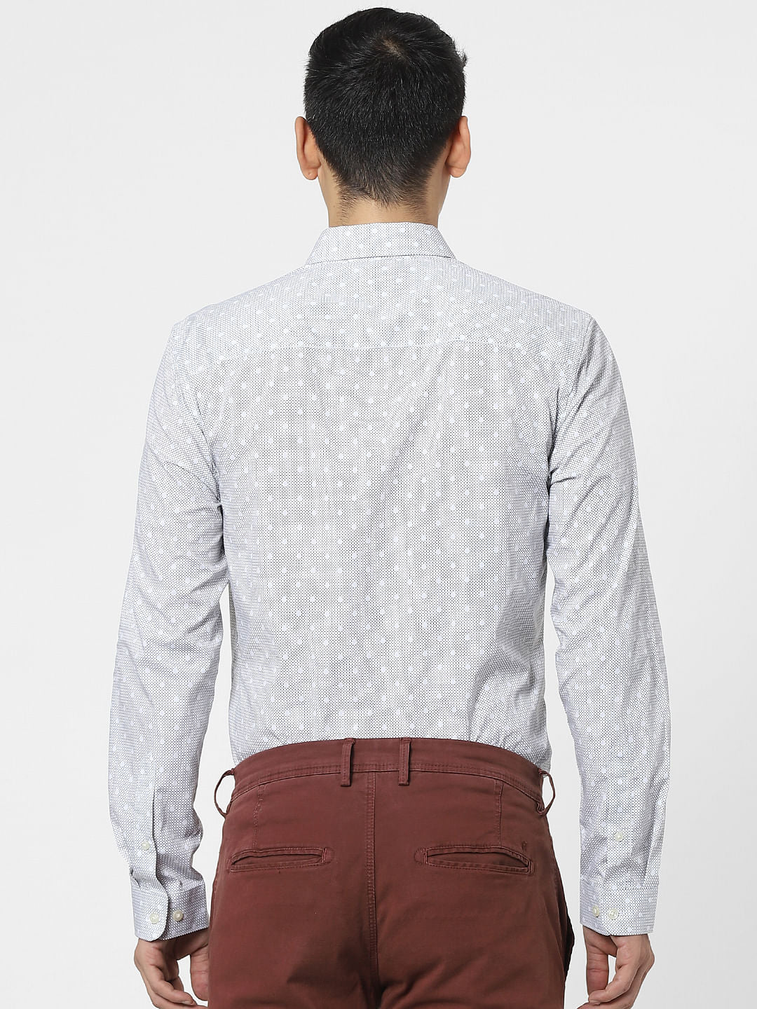 White Printed Full Sleeves Shirt