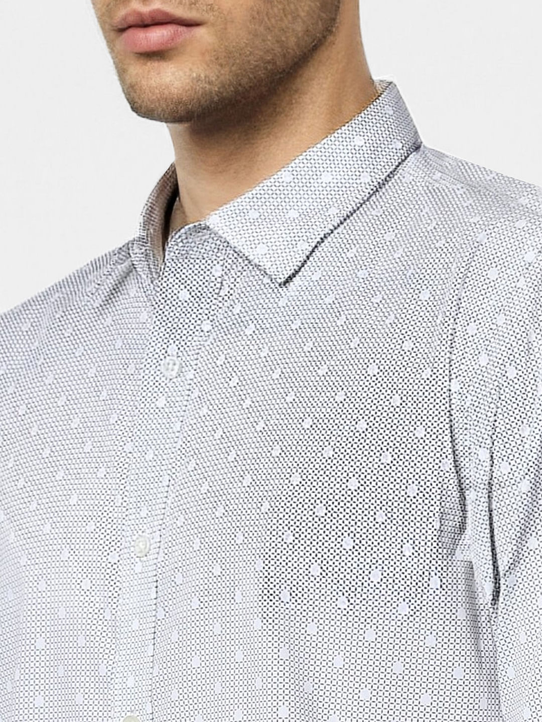White Printed Full Sleeves Shirt