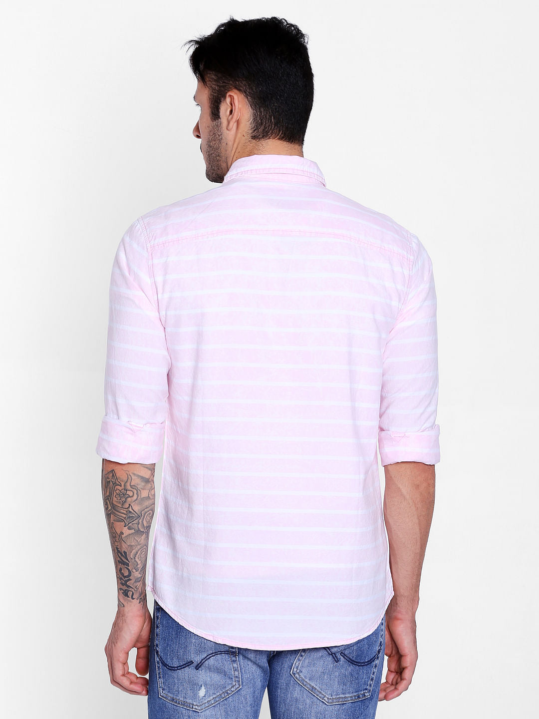 Pink Striped Full Sleeves Shirt