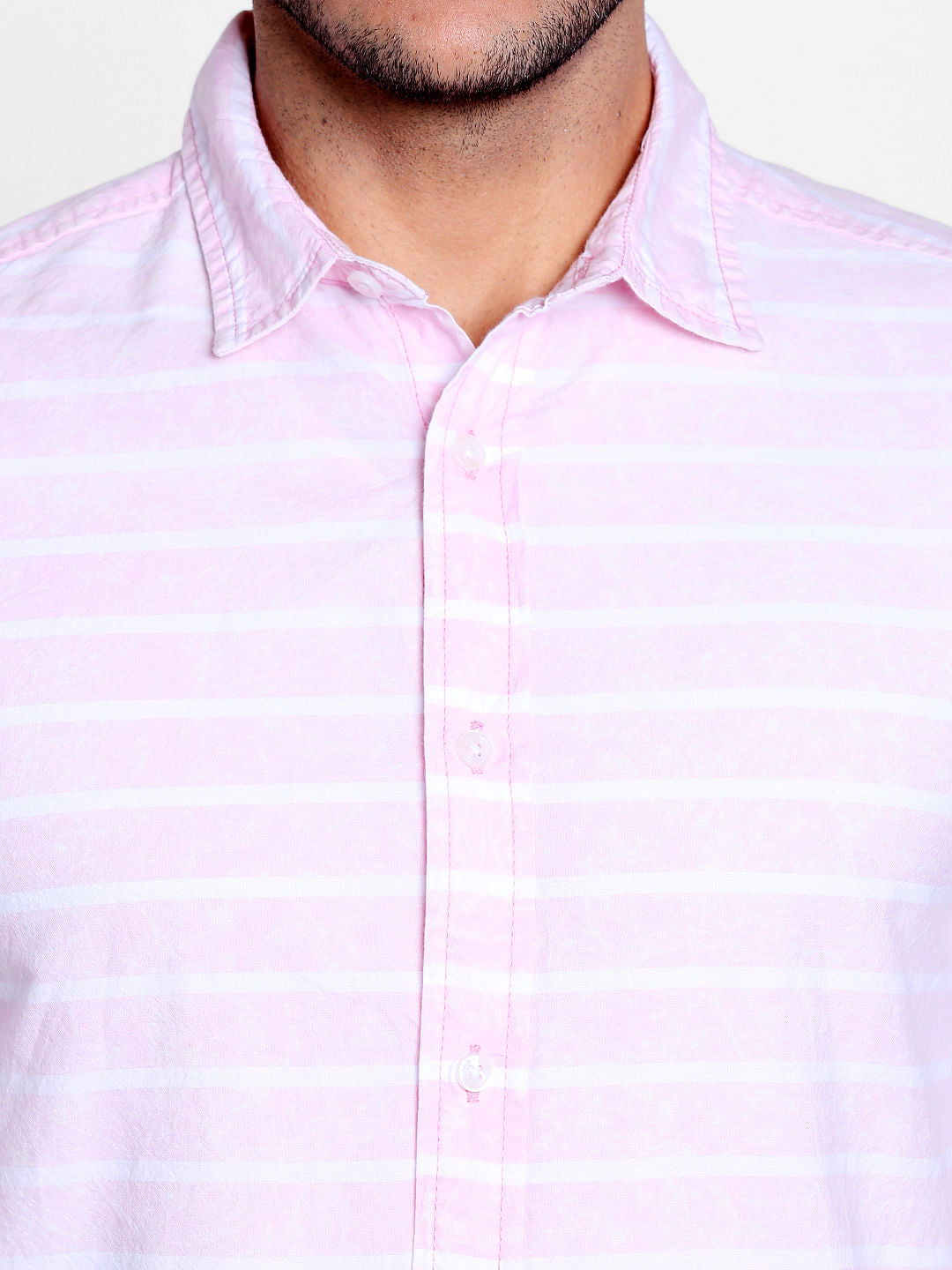 Pink Striped Full Sleeves Shirt