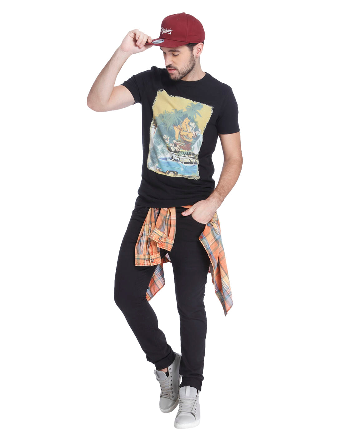 Black Graphic Print Crew Neck T-shirt