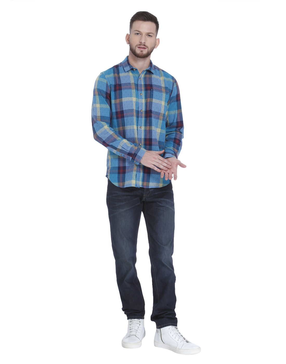 Teal Check Full Sleeves Shirt