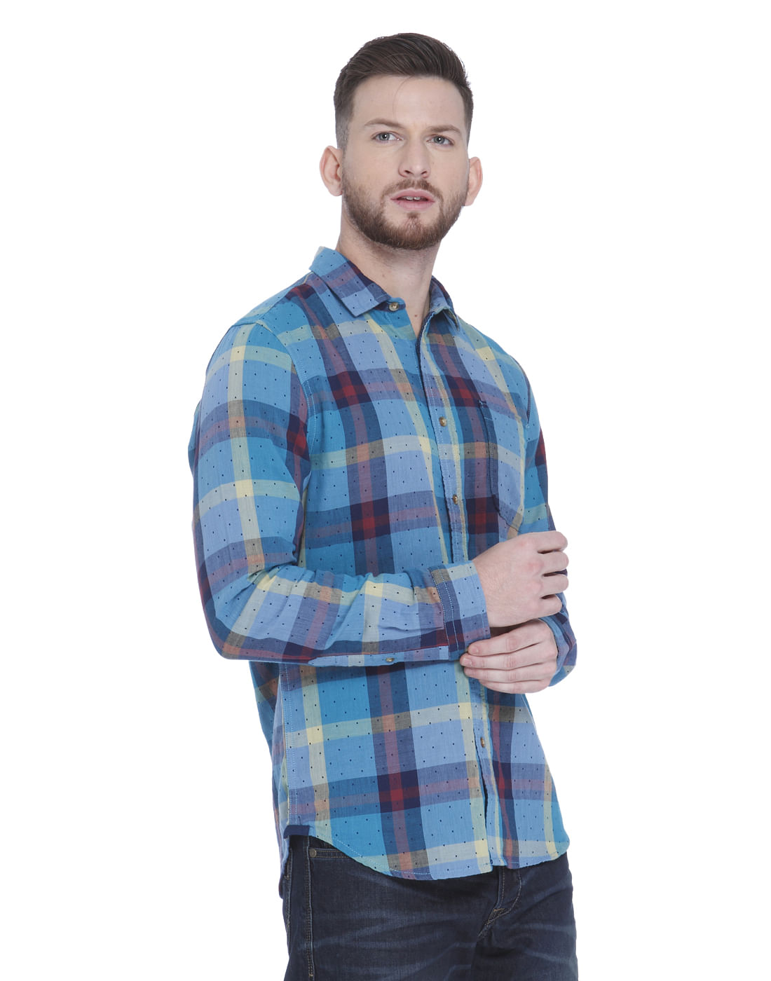 Teal Check Full Sleeves Shirt