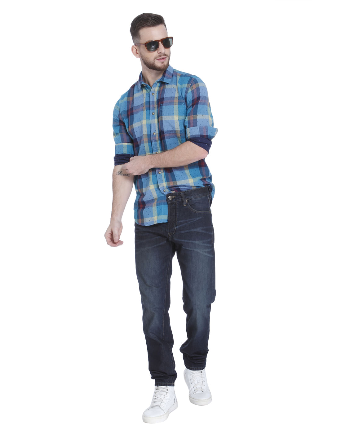 Teal Check Full Sleeves Shirt