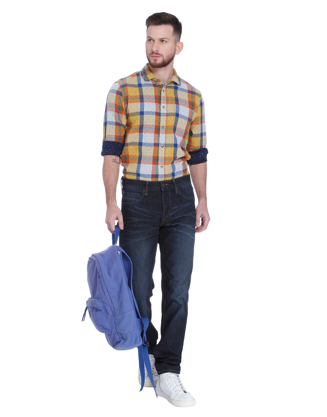 Yellow Check Full Sleeves Shirt