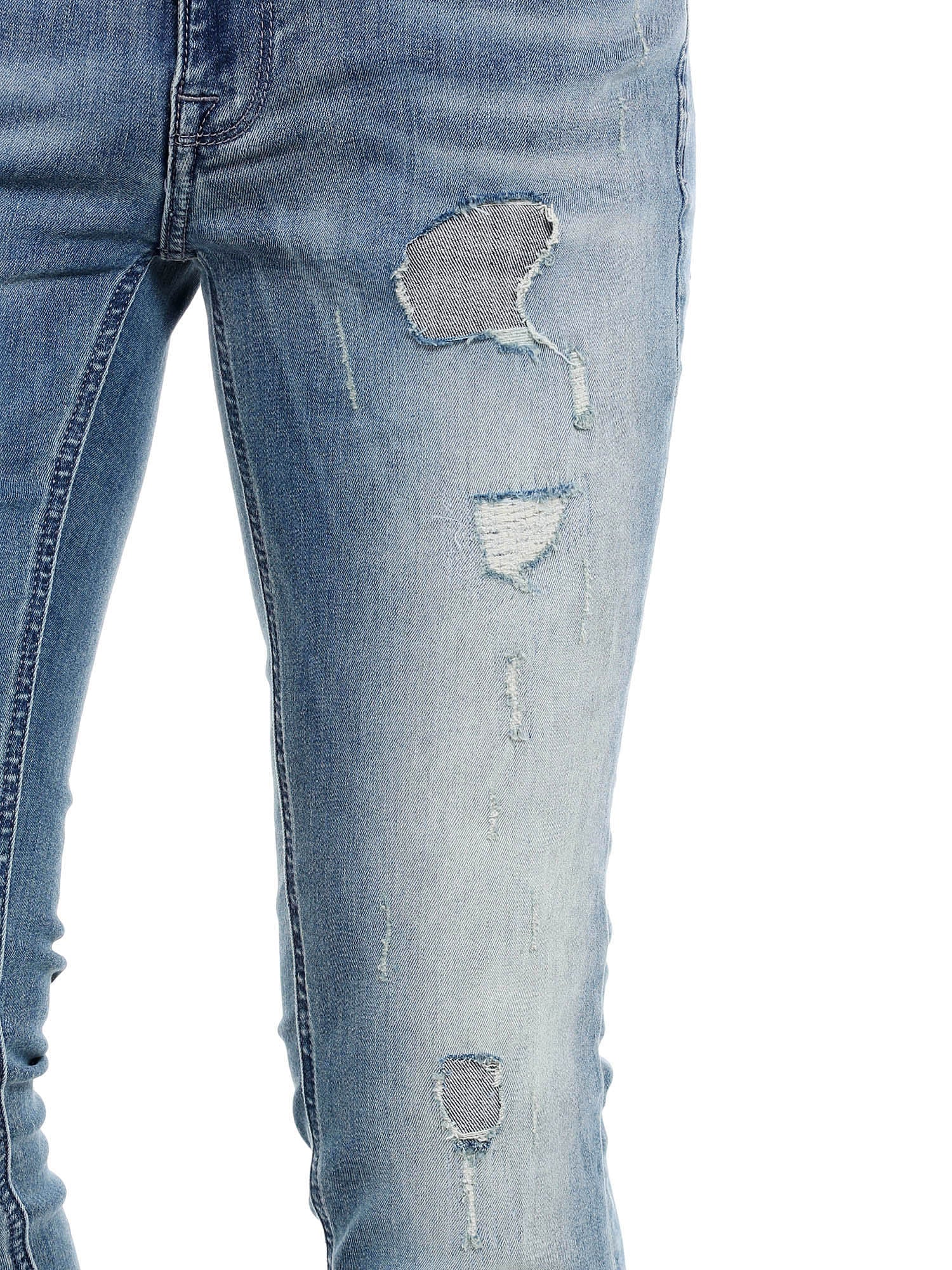 Blue Low Rise Ben Distressed Skinny Fit Jeans