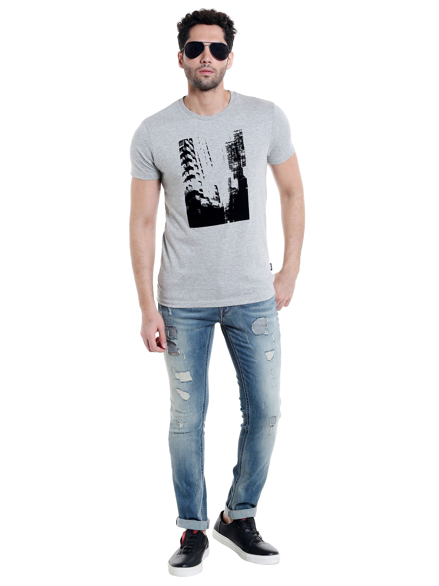 Blue Low Rise Ben Distressed Skinny Fit Jeans