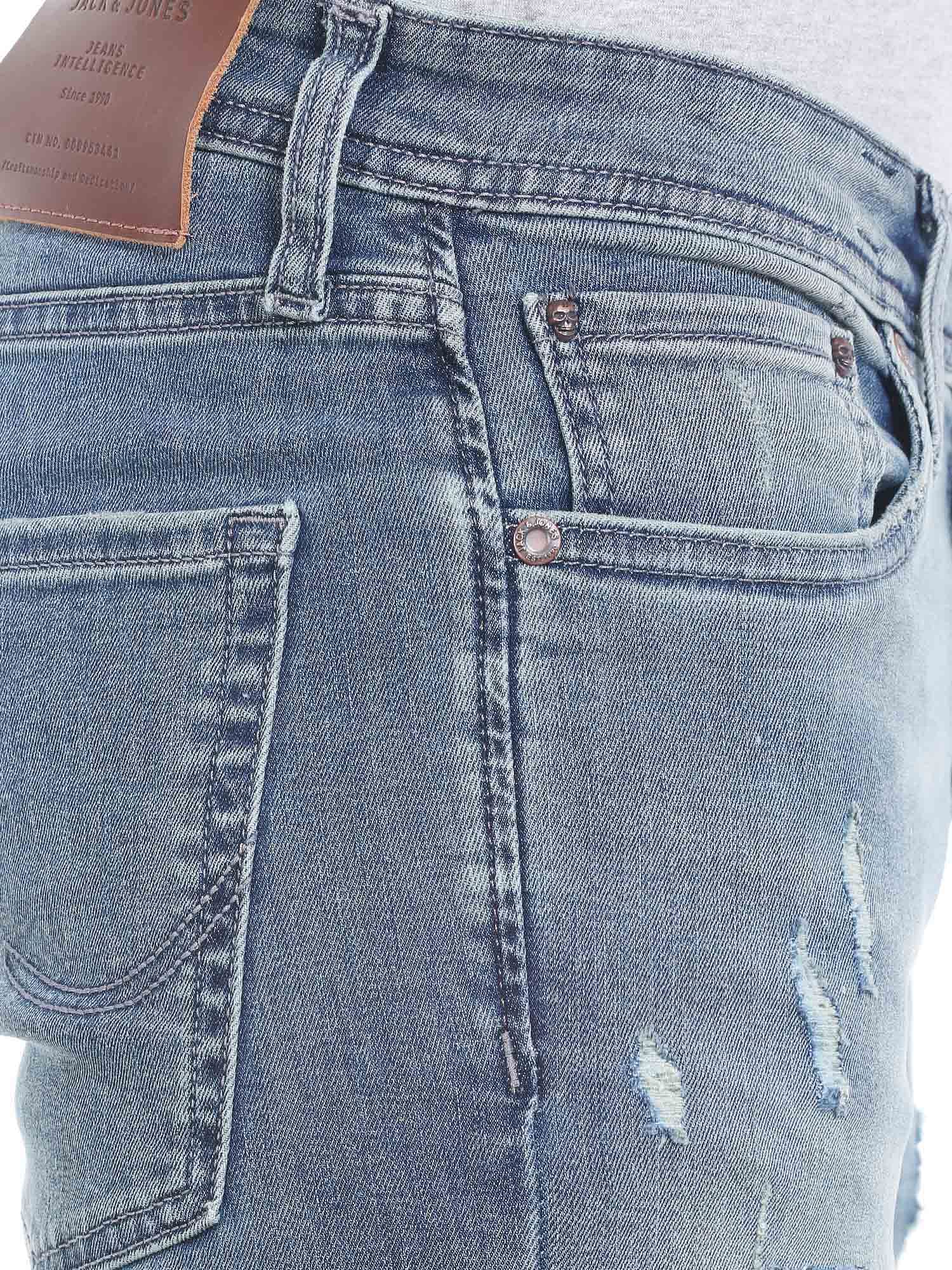 Blue Low Rise Ben Distressed Skinny Fit Jeans