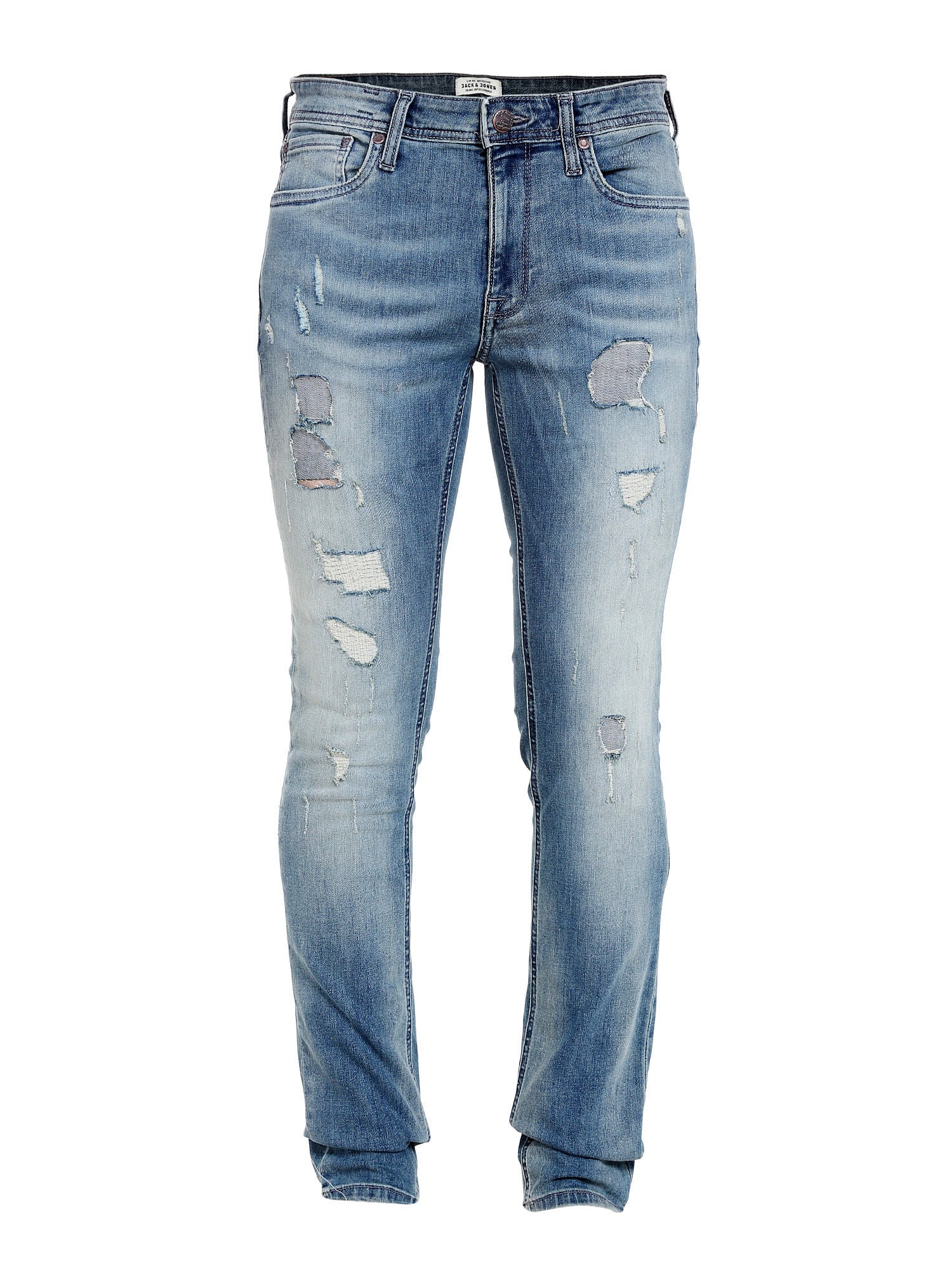 Blue Low Rise Ben Distressed Skinny Fit Jeans