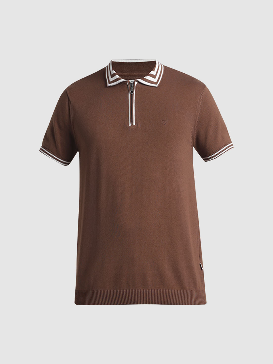 Brown Knitted Polo T-shirt