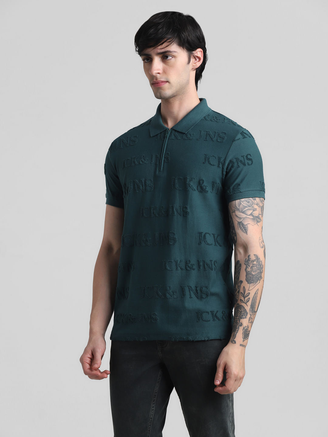 Green Logo Print Polo T-shirt