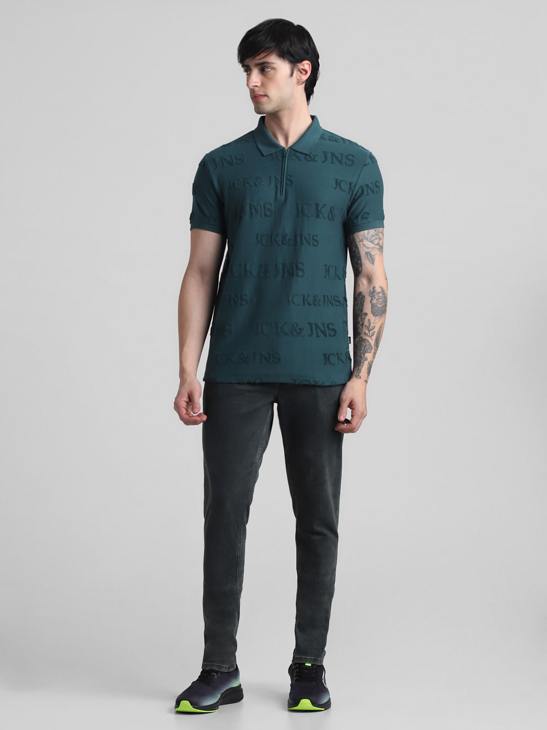 Green Logo Print Polo T-shirt