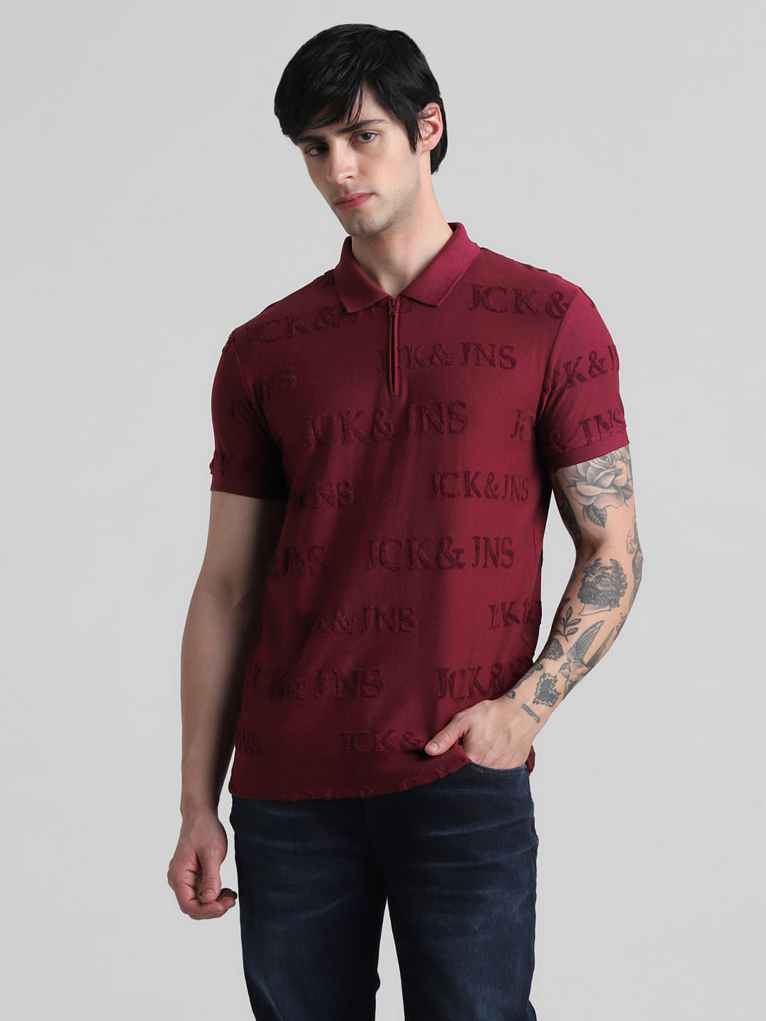 Red Logo Print Polo T-shirt